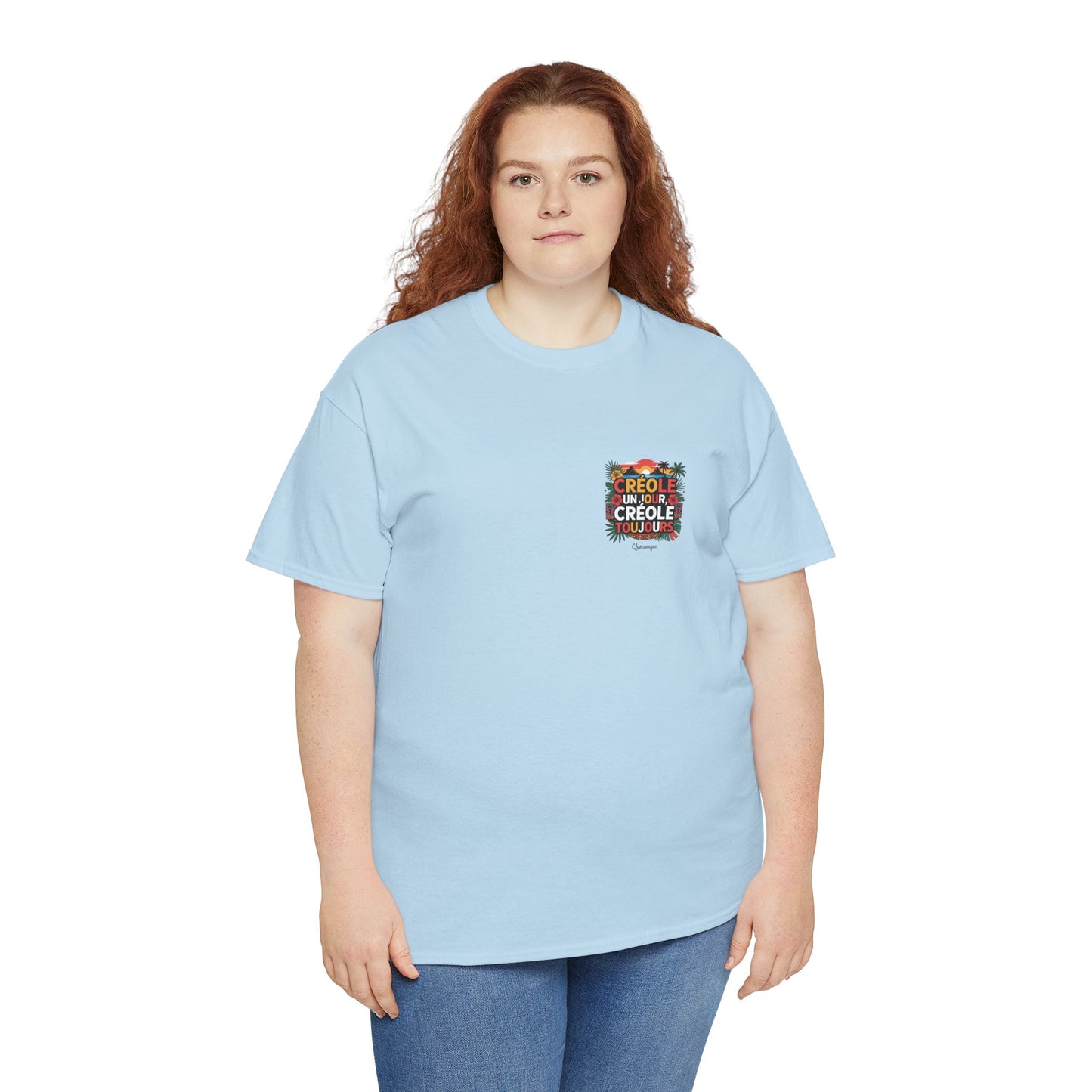 T-shirt Quocumque "Créole" Île de La Réunion", Confort Coton, Sobre, Elégant, Souvenir Unique, Cadeau, Unisexe, Esprit Voyageur