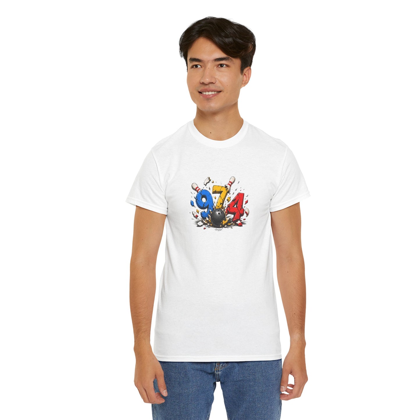 T-shirt " 974 Bowling ", Destination Île de La Réunion, Confort Coton, Sobre, Elégant, Souvenir Unique, Vêtement Adulte, Unisexe, Esprit Voyageur