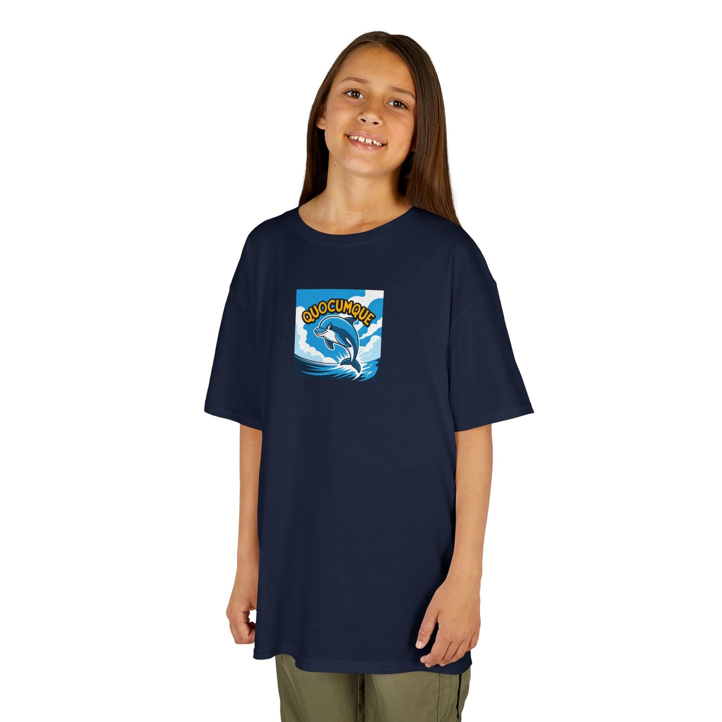 T-shirt Quocumque, Dauphin, Mammifère Marin, Douceur Coton, Pour les enfants de 5-6 ans( Taille XS), Pour les 7-8 ans( taille S), Pour les 9-10 ans( taille M), Pour les 11-12 ans( taille L), Pour les 13-14 ans( taille XL)