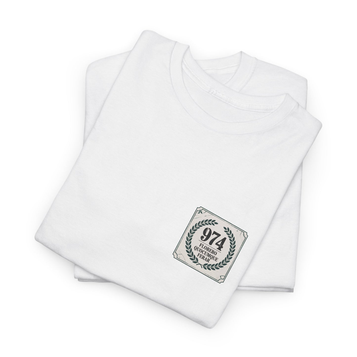 T-shirt "974 Florebo Quocumque Ferar",Île de La Réunion, Confort Coton, Sobre, Elégant, Souvenir Unique, Cadeau, Unisexe, Esprit Voyageur, Adulte