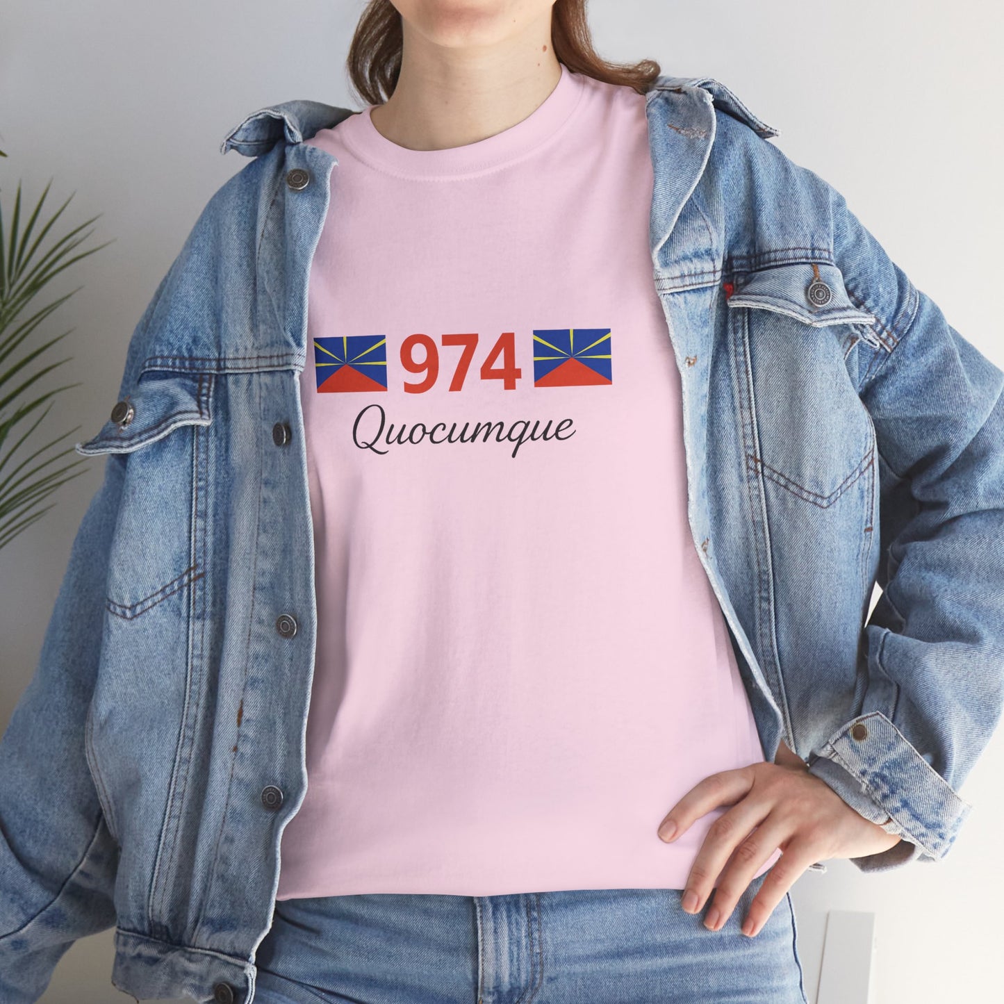 T-shirt "974 Drapeaux", Île de La Réunion, Confort Coton, Sobre, Elégant, Souvenir Unique, Cadeau, Unisexe, Esprit Voyageur