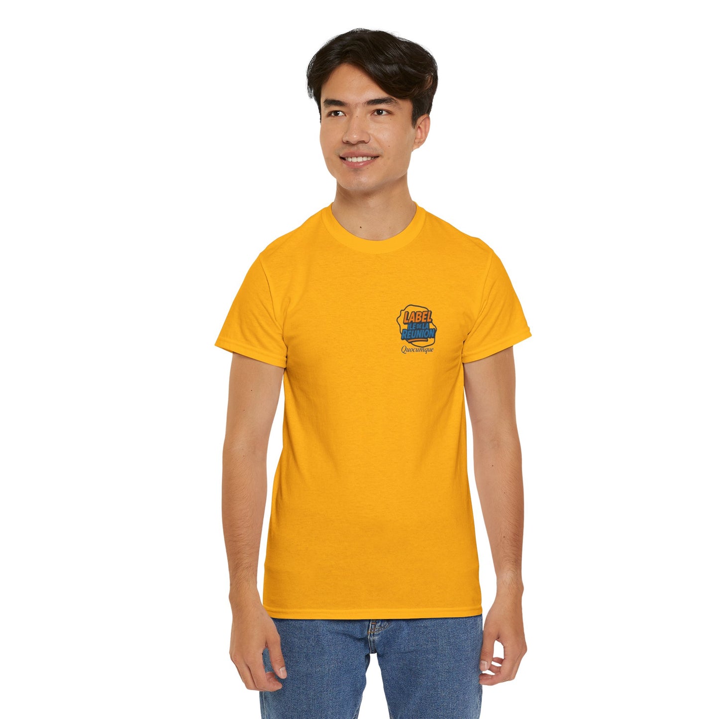 T-shirt "Label Île de La Réunion", Exotisme, Destination Île de La Réunion, Confort Coton, Sobre, Elégant, Souvenir Unique, Cadeau, Unisexe, Esprit Voyageur