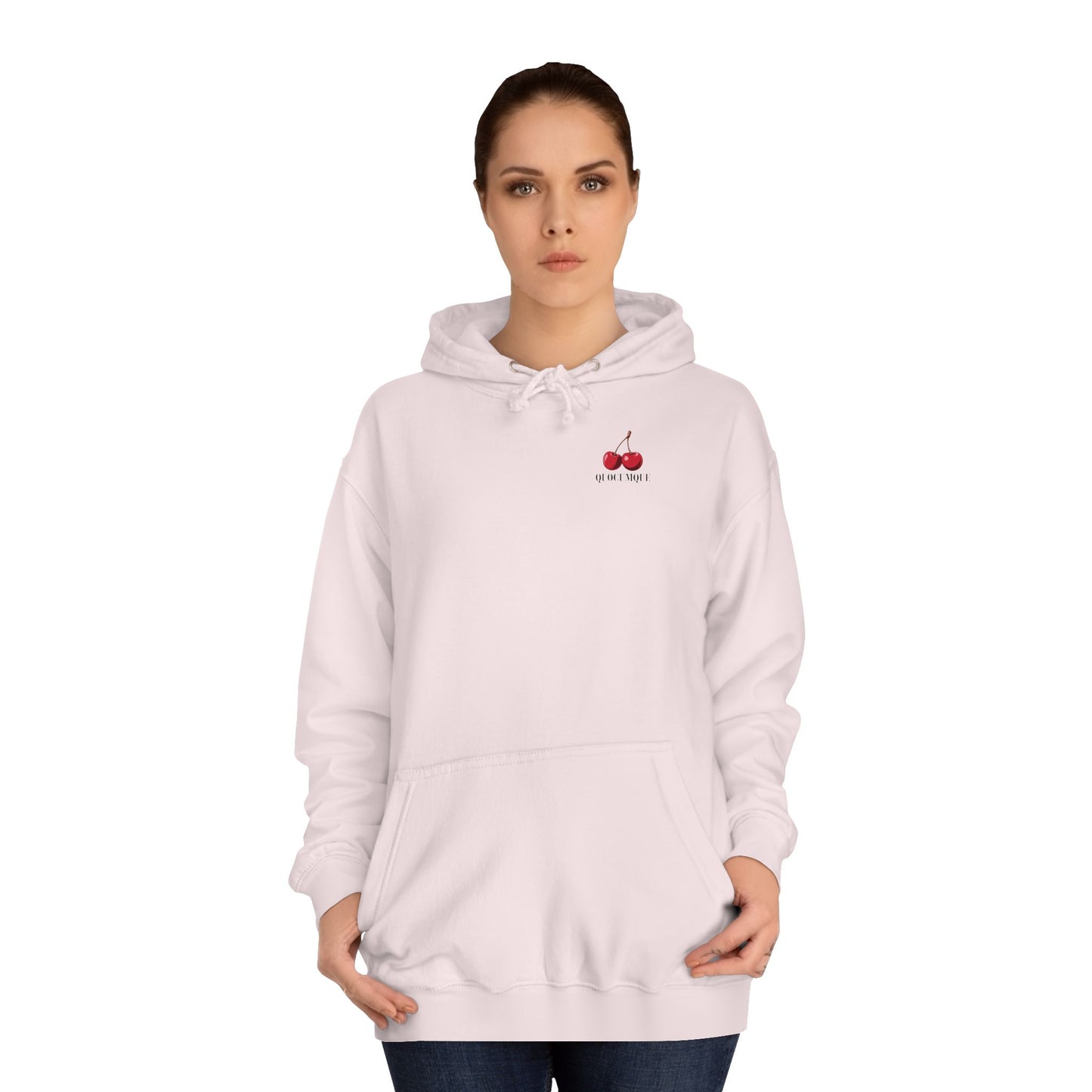 Sweat à Capuche Quocumque "Cerises",  Hoodie, Unisexe, élégance, sobriété, Adulte, Homme, Femme, Sportif, Fruit Rouge