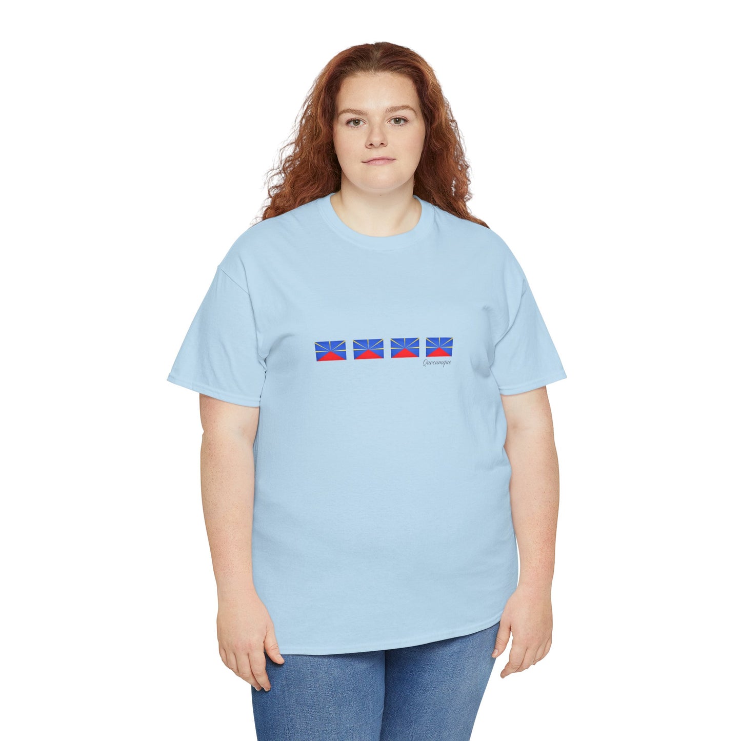 T-shirt "Drapeaux Île de La Réunion", Confort Coton, Sobre, Elégant, Souvenir Unique, Cadeau, Unisexe, Esprit Voyageur