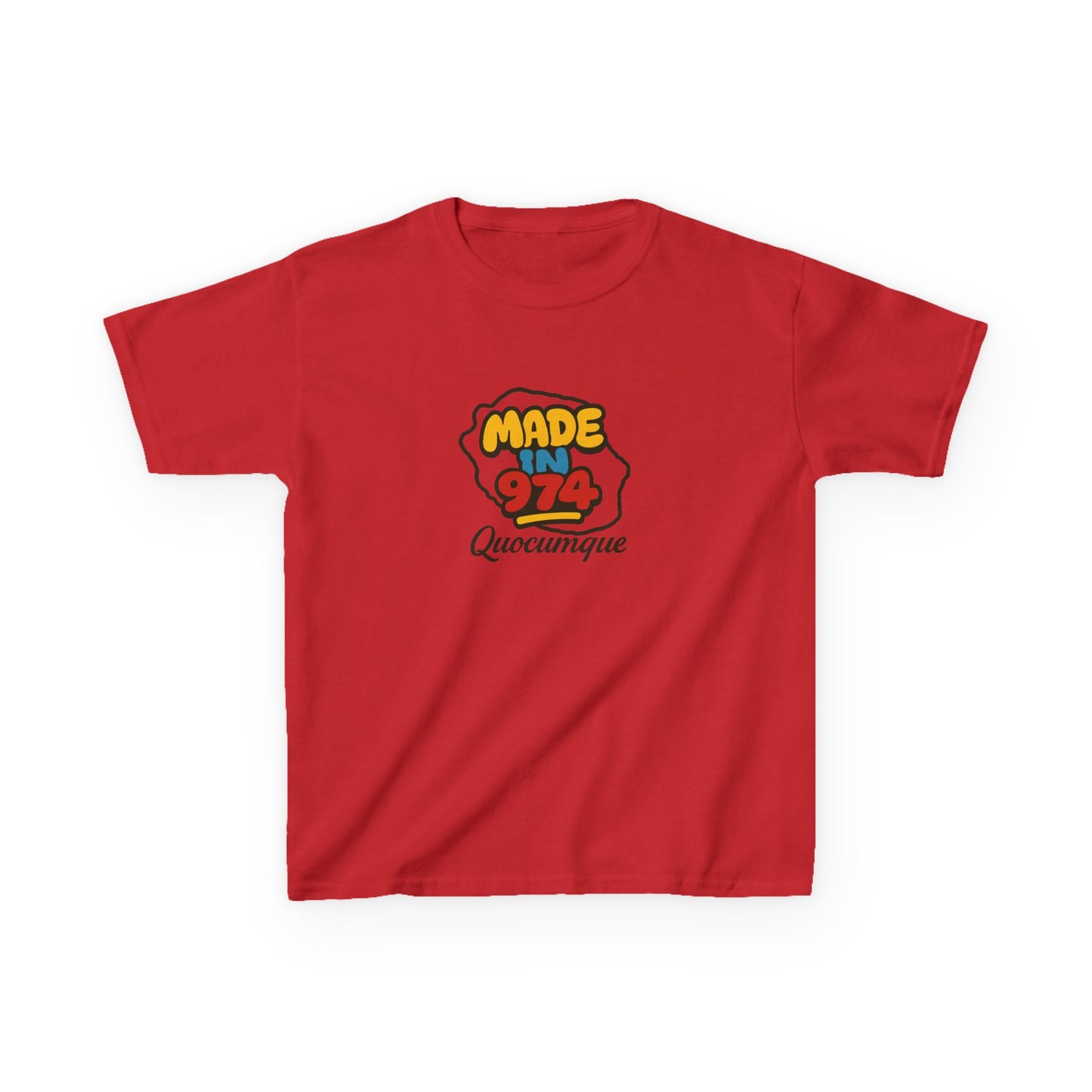 T-shirt "Made in 974", Île de La Réunion, Douceur Coton, Pour les enfants de 5-6 ans( Taille XS), Pour les 7-8 ans( taille S), Pour les 9-10 ans( taille M), Pour les 11-12 ans( taille L), Pour les 13-14 ans( taille XLS)
