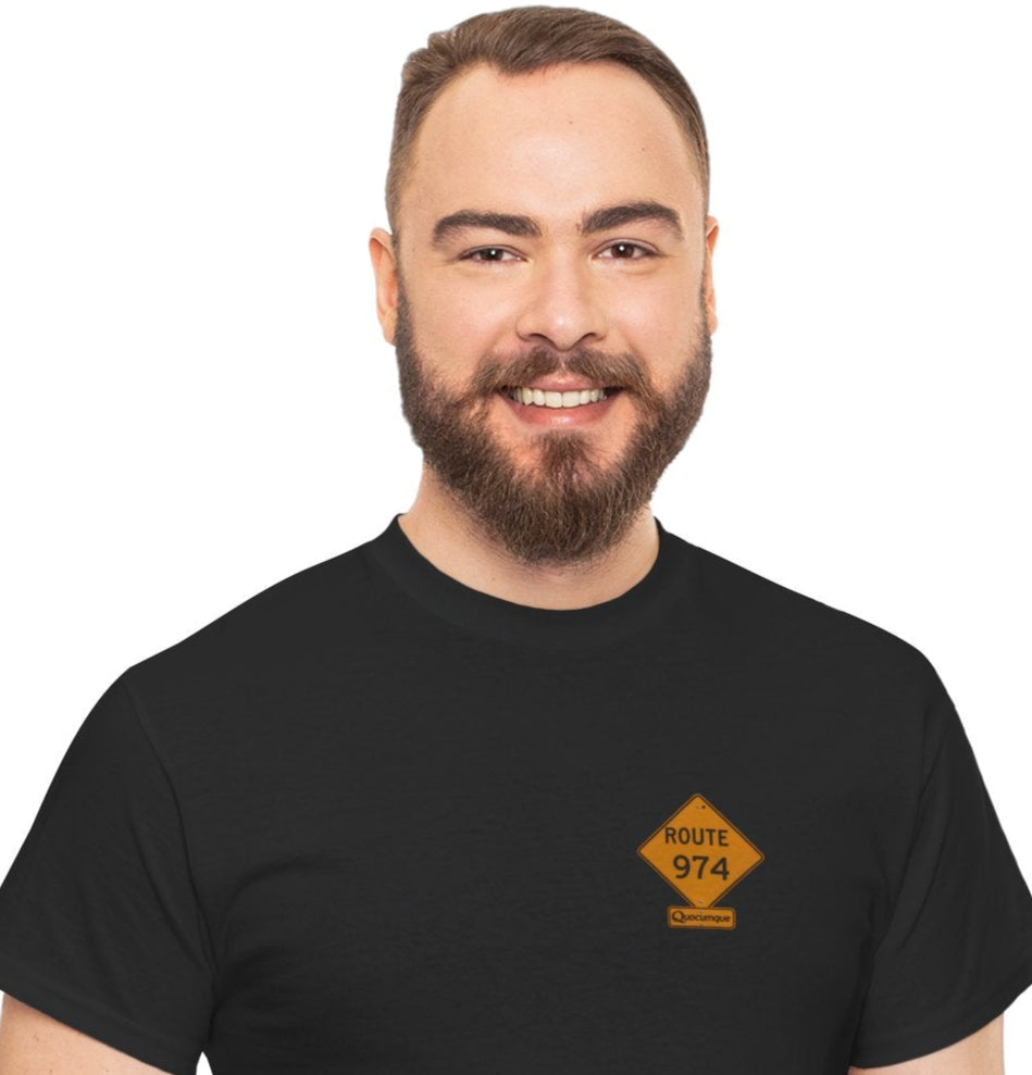 T-shirt "Route 974", Destination île de La Réunion, Confort Coton, Sobre, Elégant, Souvenir Unique, Cadeau, Unisexe, Esprit Voyageur