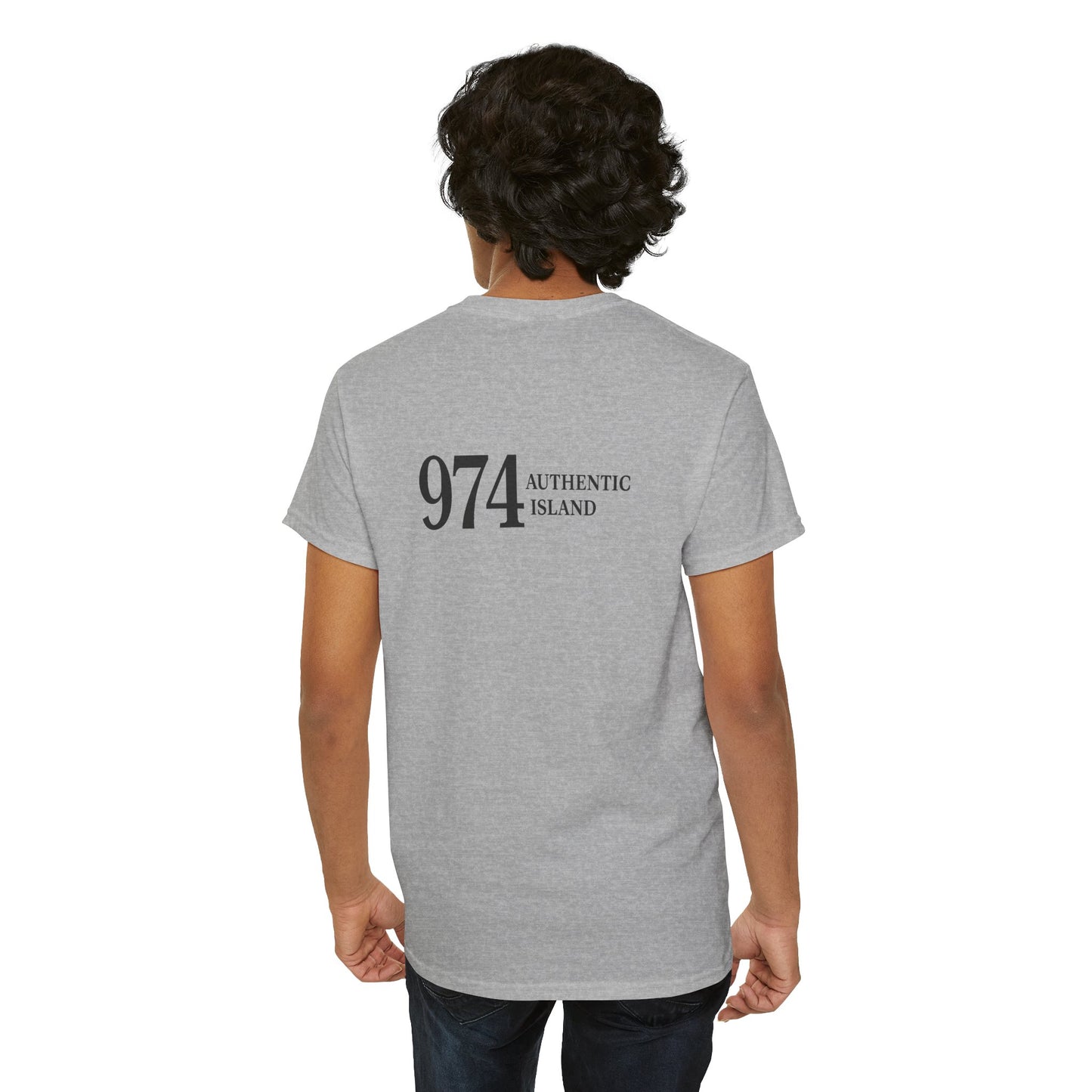 T-shirt "974 Île Authentique", Exotisme, Destination Île de La Réunion, Confort Coton, Sobre, Elégant, Souvenir Unique, Cadeau, Unisexe, Esprit Voyageur