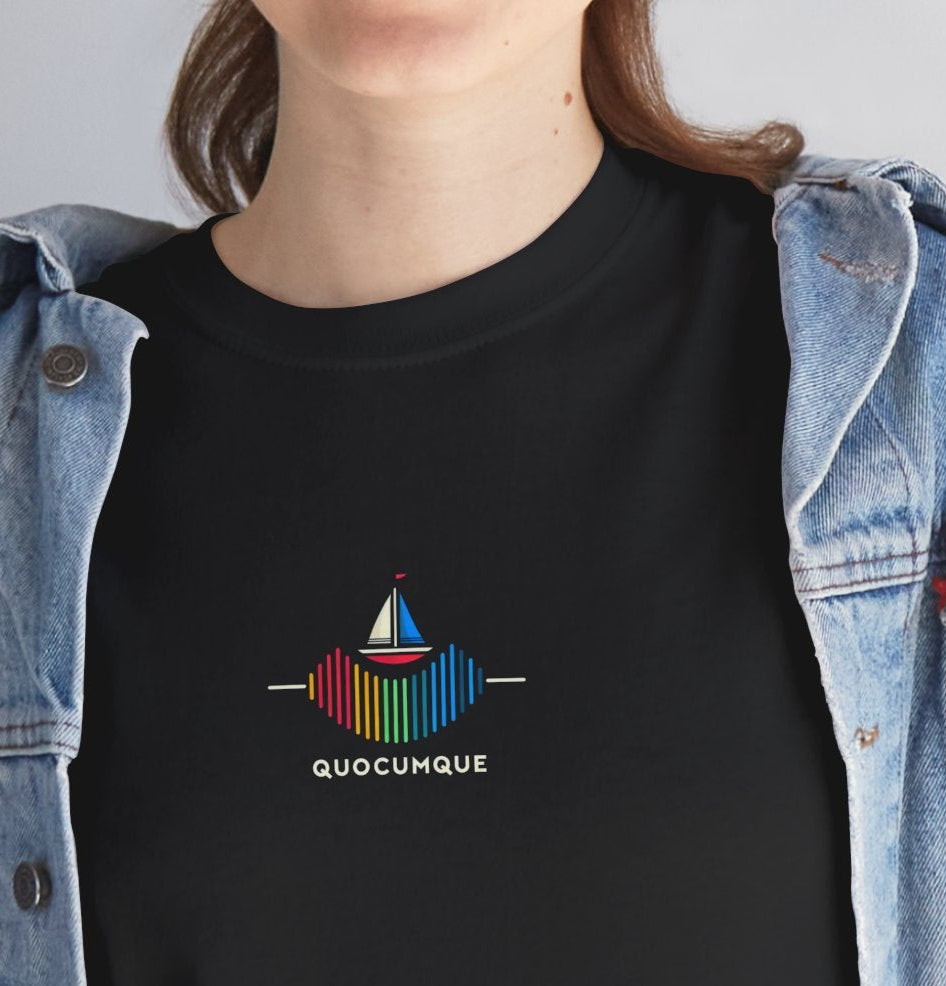 T-shirt Quocumque, Voilier, Aventure, France, Confort Coton, Sobre, Elégant, Souvenir Unique, Cadeau, Unisexe, Esprit Voyageur, Exploration