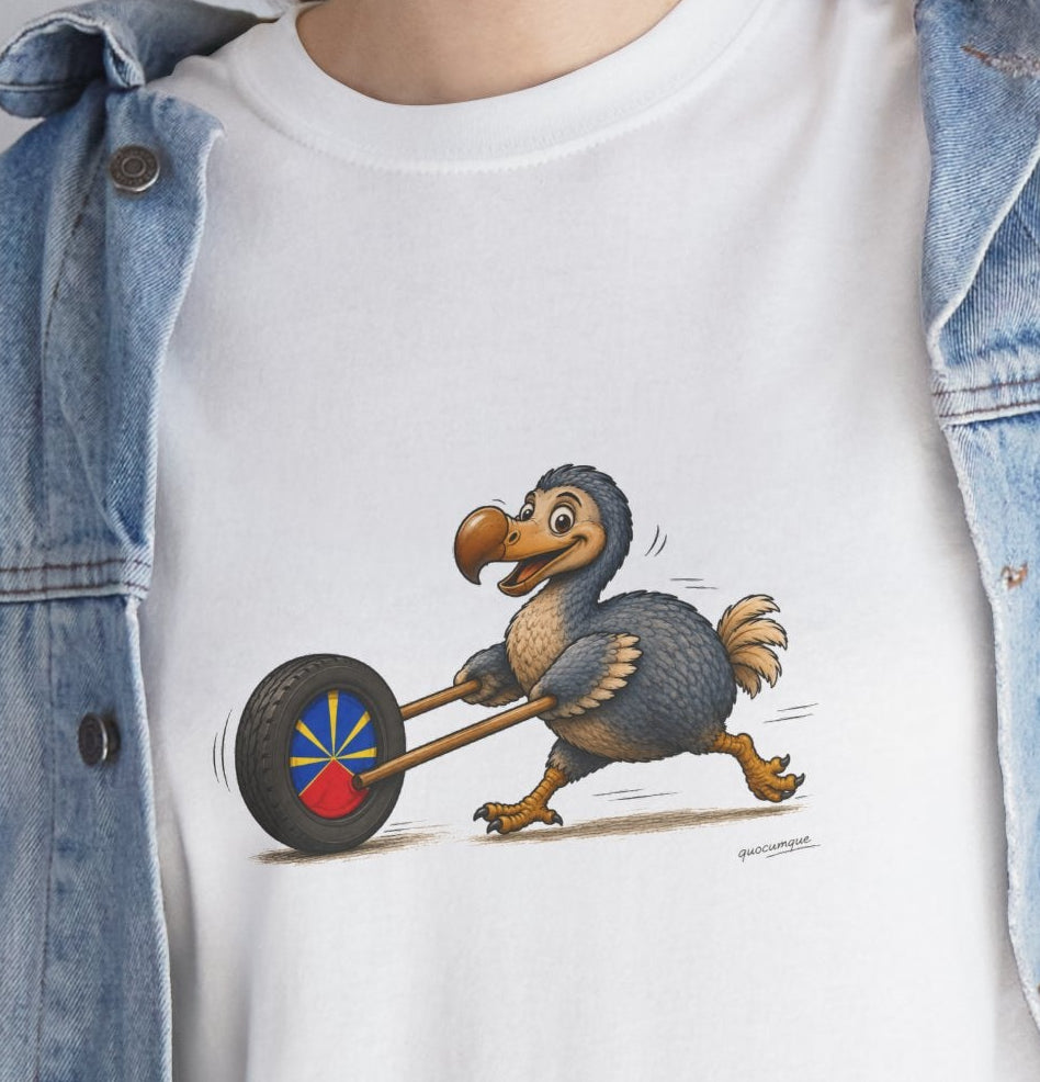 T-shirt Quocumque, "La Roue", Île de La Réunion, Confort Coton, Elégant, Souvenir Unique, Cadeau, Unisexe, Esprit Voyageur, Créole, Bourbon