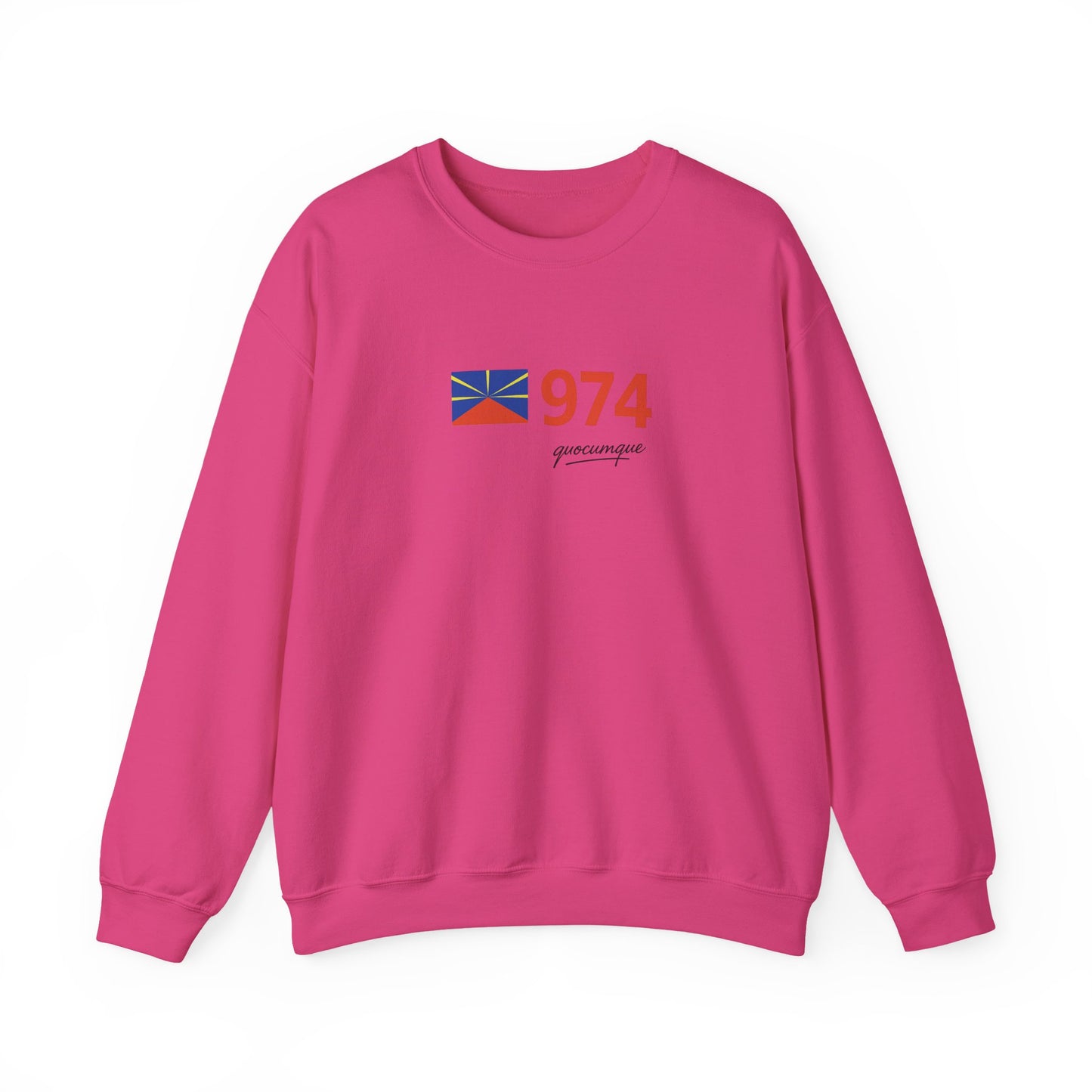 Copy of Sweat Quocumque "974 drapeau", Exotique, Destination Île De La Réunion, Adulte, Homme, Femme, Sportive, Sportif, Décontracté, Drapeau Régional