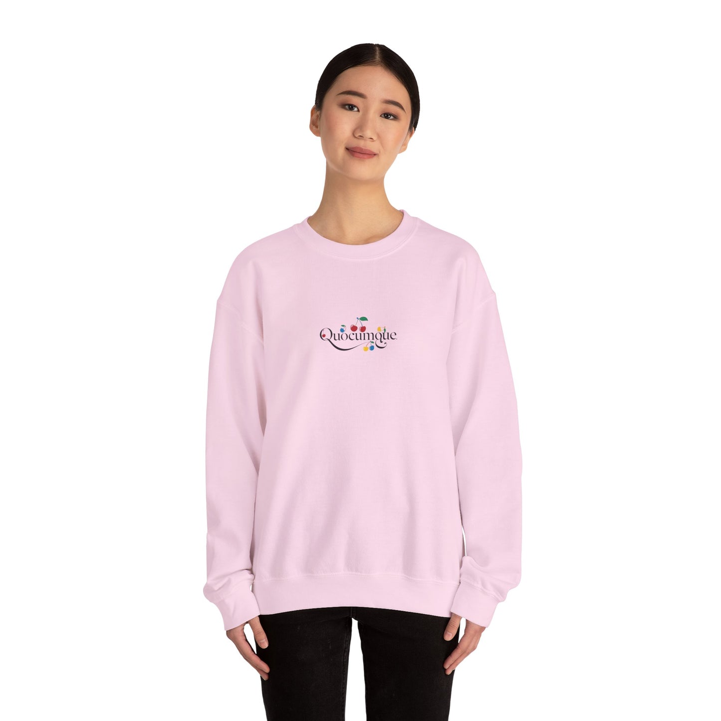 Sweat-Shirt Quocumque " Cerises", Adulte, Unisexe, Homme, Femme, Sportive, Sportif, Décontracté, Élégant, Urbain, Classique, Douceur Fruits
