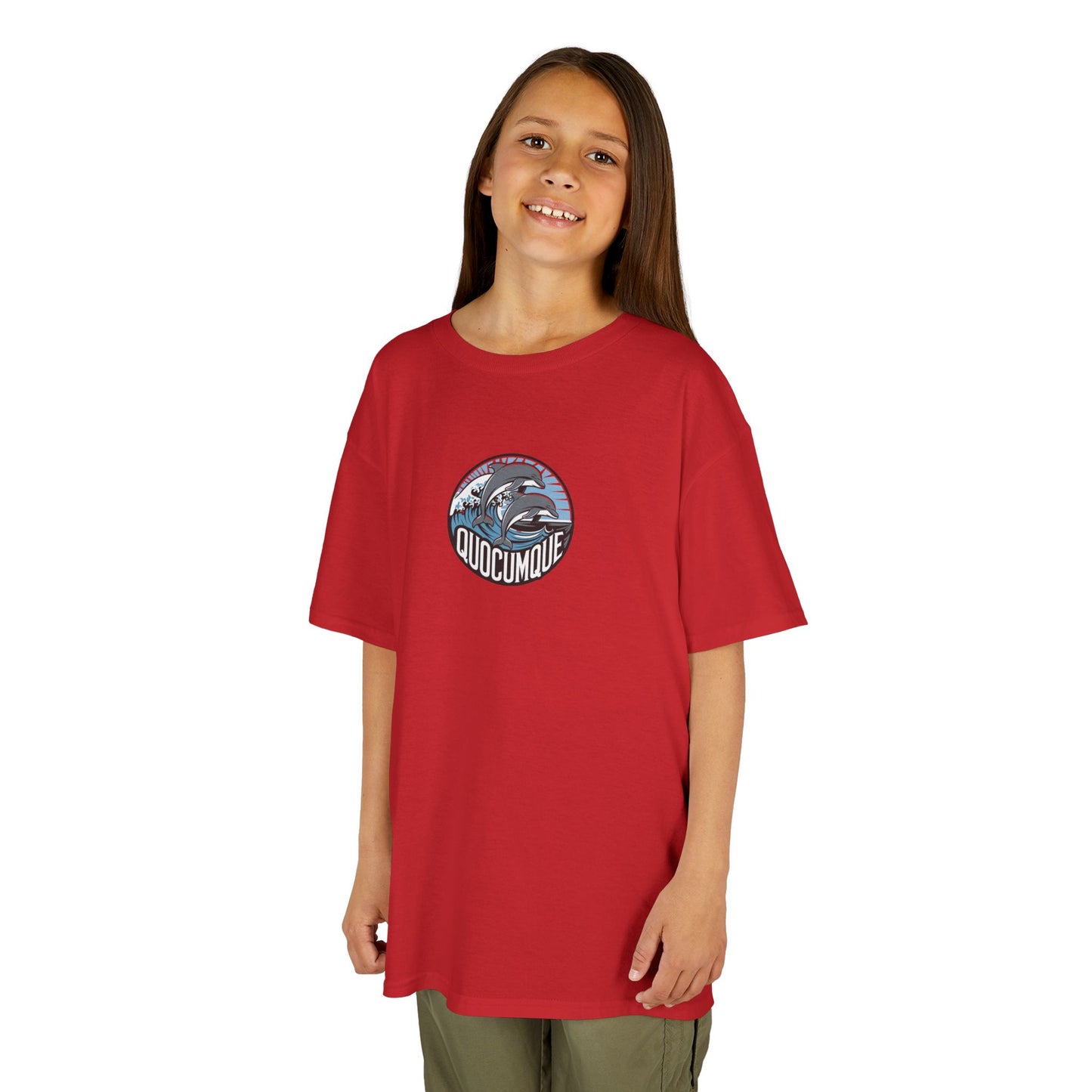 T-shirt Quocumque, Dauphin, Mammifère Marin, Douceur Coton, Pour les enfants de 5-6 ans( Taille XS), Pour les 7-8 ans( taille S), Pour les 9-10 ans( taille M), Pour les 11-12 ans( taille L), Pour les 13-14 ans( taille XL)