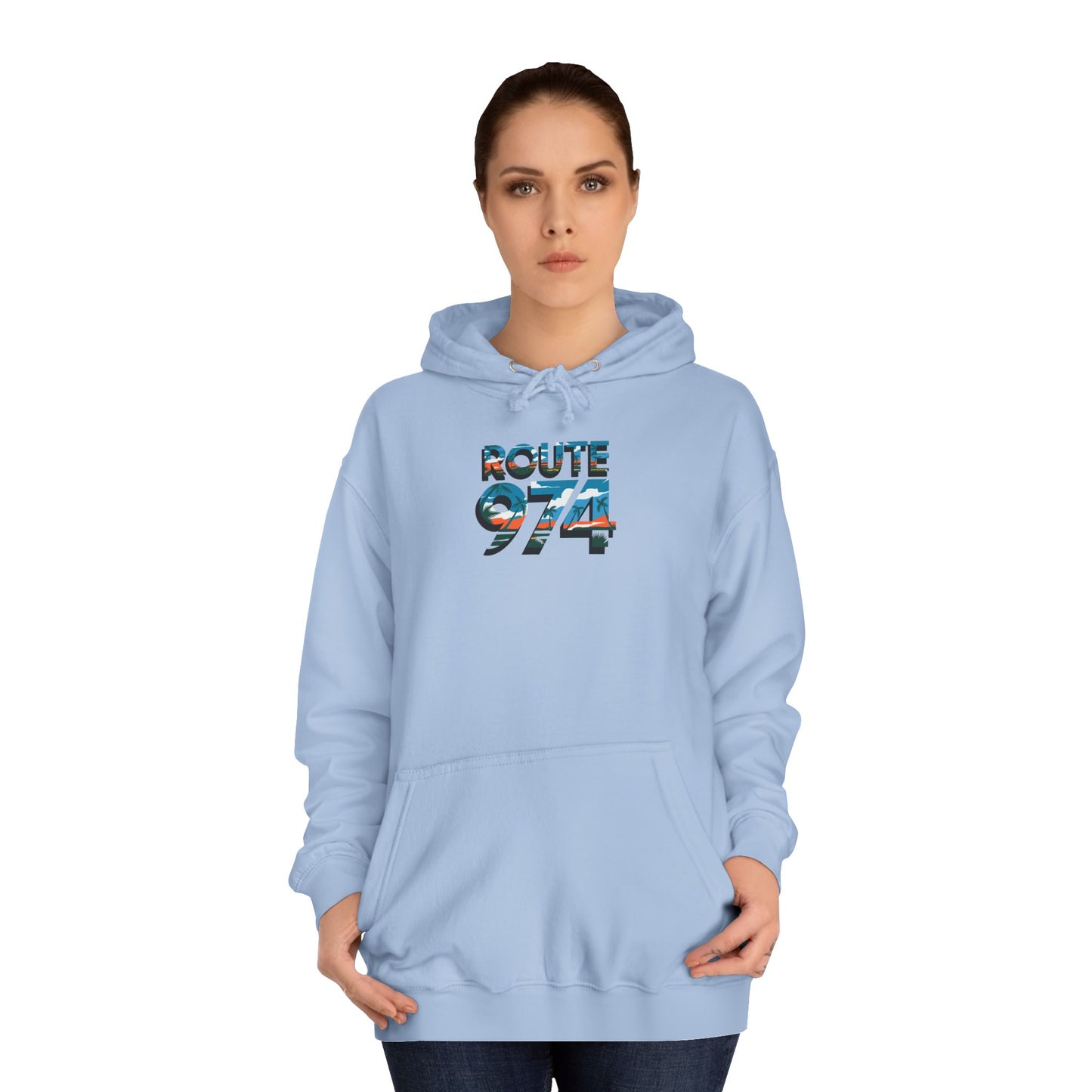 Sweat à Capuche "Route 974" pour Adulte, Hoodie, Unisexe, Élégance, Sobriété, Homme, Femme, Indicatif Réunion