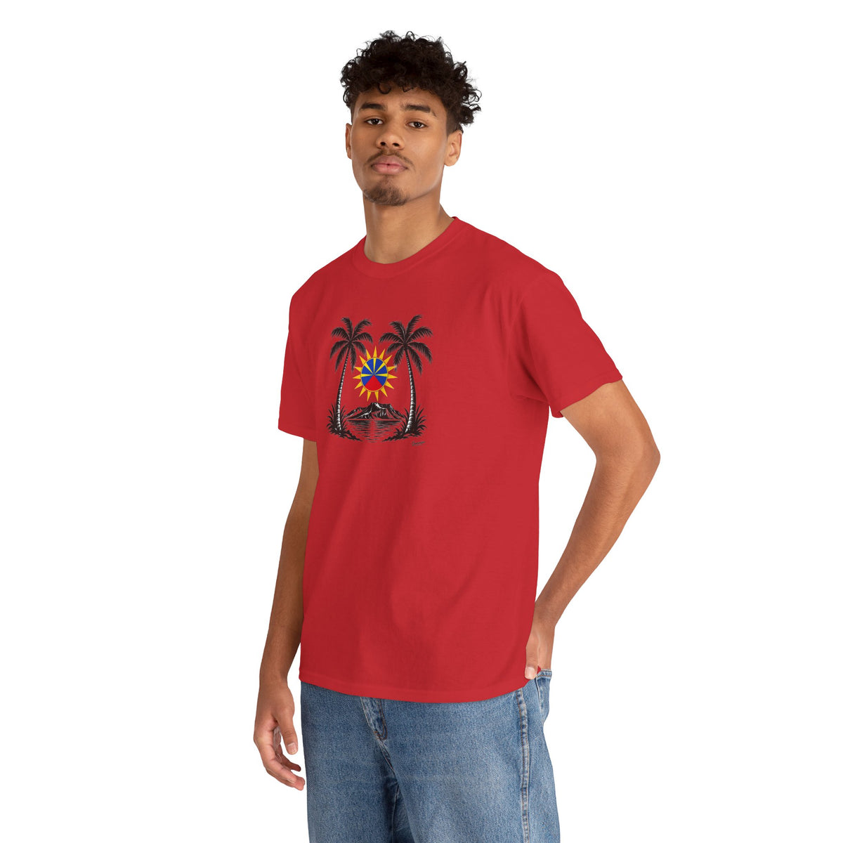 T-shirt Quocumque, "Palmiers", Île de La Réunion, Confort Coton, Elégant, Souvenir Unique, Cadeau, Unisexe, Esprit Voyageur, Créole, Bourbon