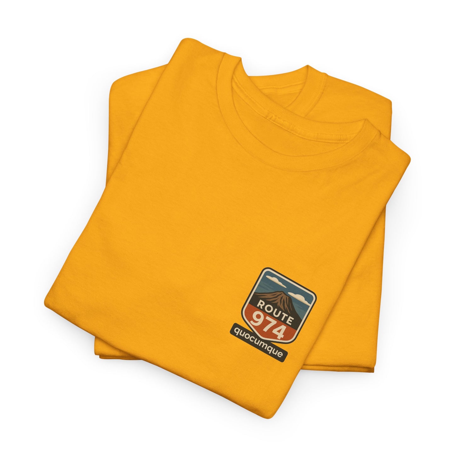 T-shirt "Route 974", Volcan, Exotisme, Destination Île de La Réunion, Confort Coton, Sobre, Elégant, Souvenir Unique, Cadeau, Unisexe, Esprit Voyageur