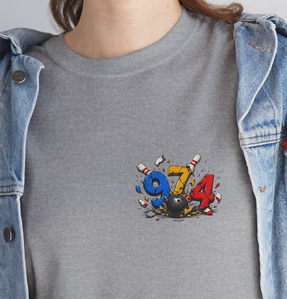 T-shirt " 974 Bowling ", Destination Île de La Réunion, Confort Coton, Sobre, Elégant, Souvenir Unique, Vêtement Adulte, Unisexe, Esprit Voyageur