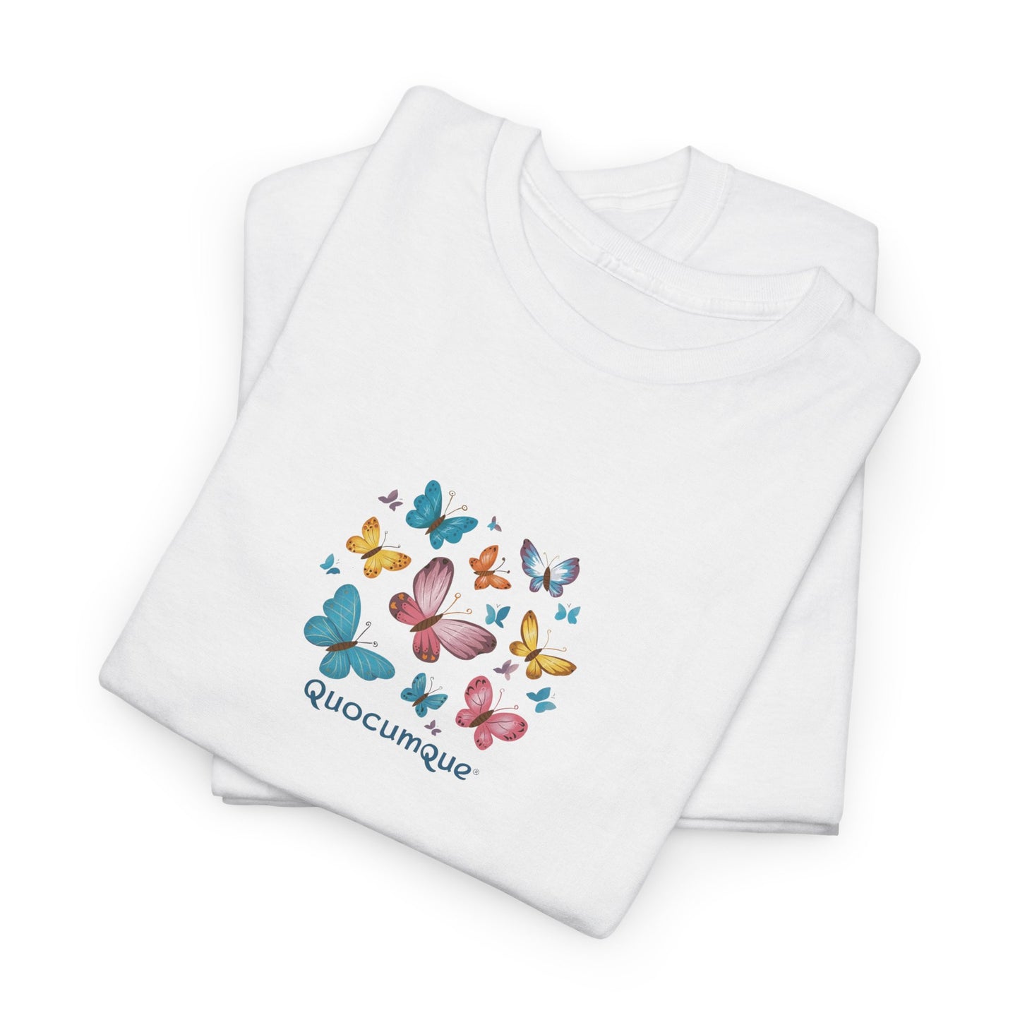 T-shirt Quocumque "Papillons", Légèreté, Les Beaux Jours, Confort Coton, Sobre, Elégant, Souvenir Unique, Cadeau, Unisexe, Esprit Voyageur