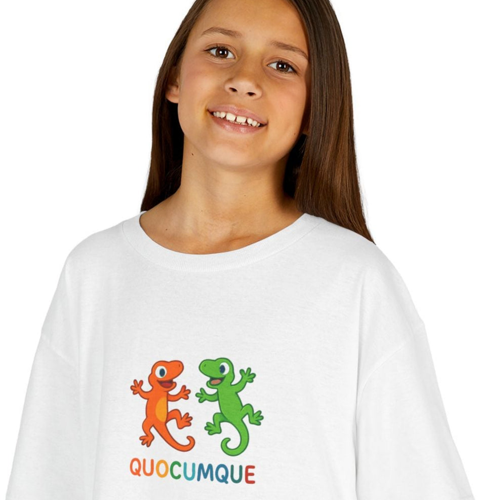 T-shirt Quocumque, "Margouillat Duo", Animal Mascotte Réunion, Douceur Coton, Pour les enfants de 5-6 ans( Taille XS), Pour les 7-8 ans( taille S), Pour les 9-10 ans( taille M), Pour les 11-12 ans( taille L), Pour les 13-14 ans( taille XLS)