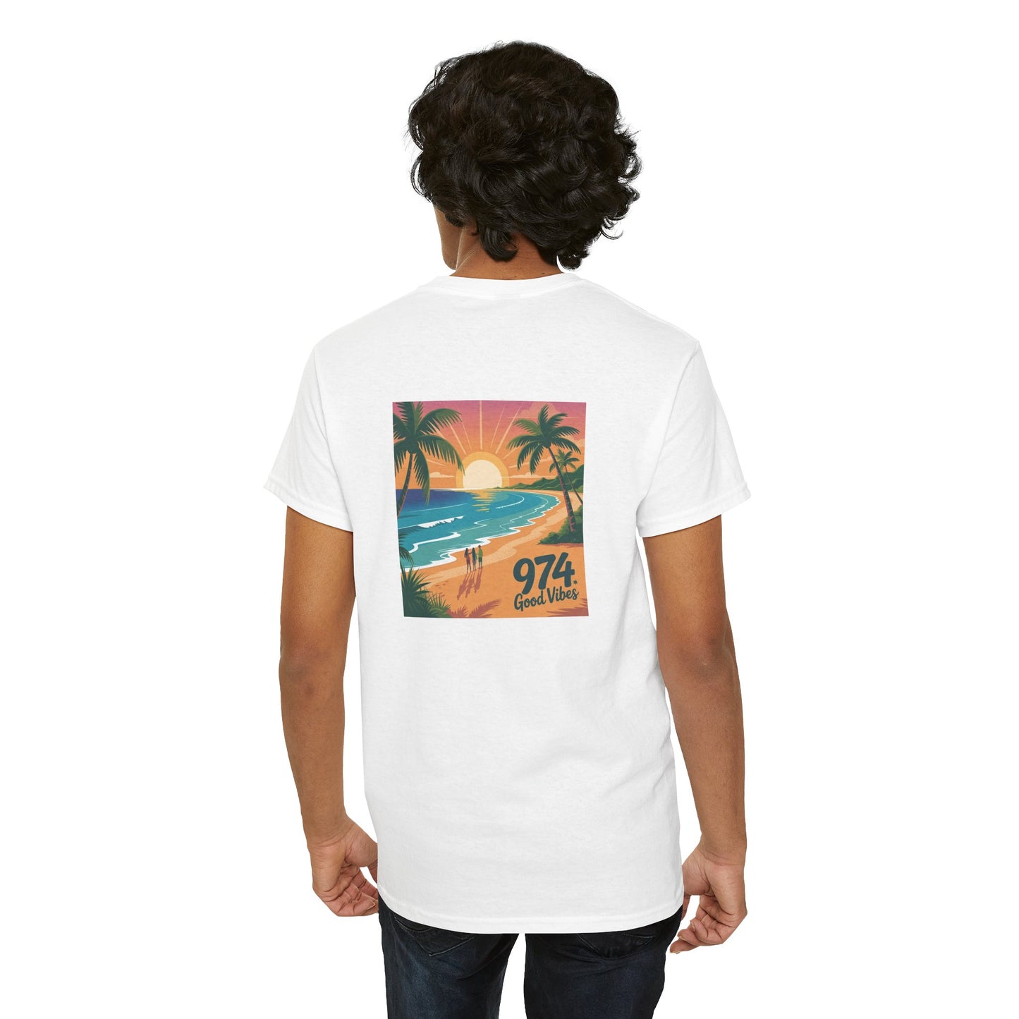 T-shirt "Good Vibes", Île de La Réunion, Confort Coton, Sobre, Elégant, Souvenir Unique, Cadeau, Unisexe, Esprit Voyageur, Adulte