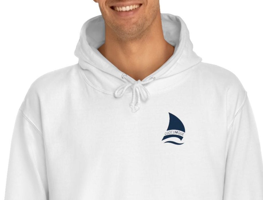 Sweat à Capuche pour Adulte QUOCUMQUE "Voile", Hoodie, Unisexe, Élégance, Sobriété, Marin, Homme, Femme, Grand Large, Mer, Océan, Régate