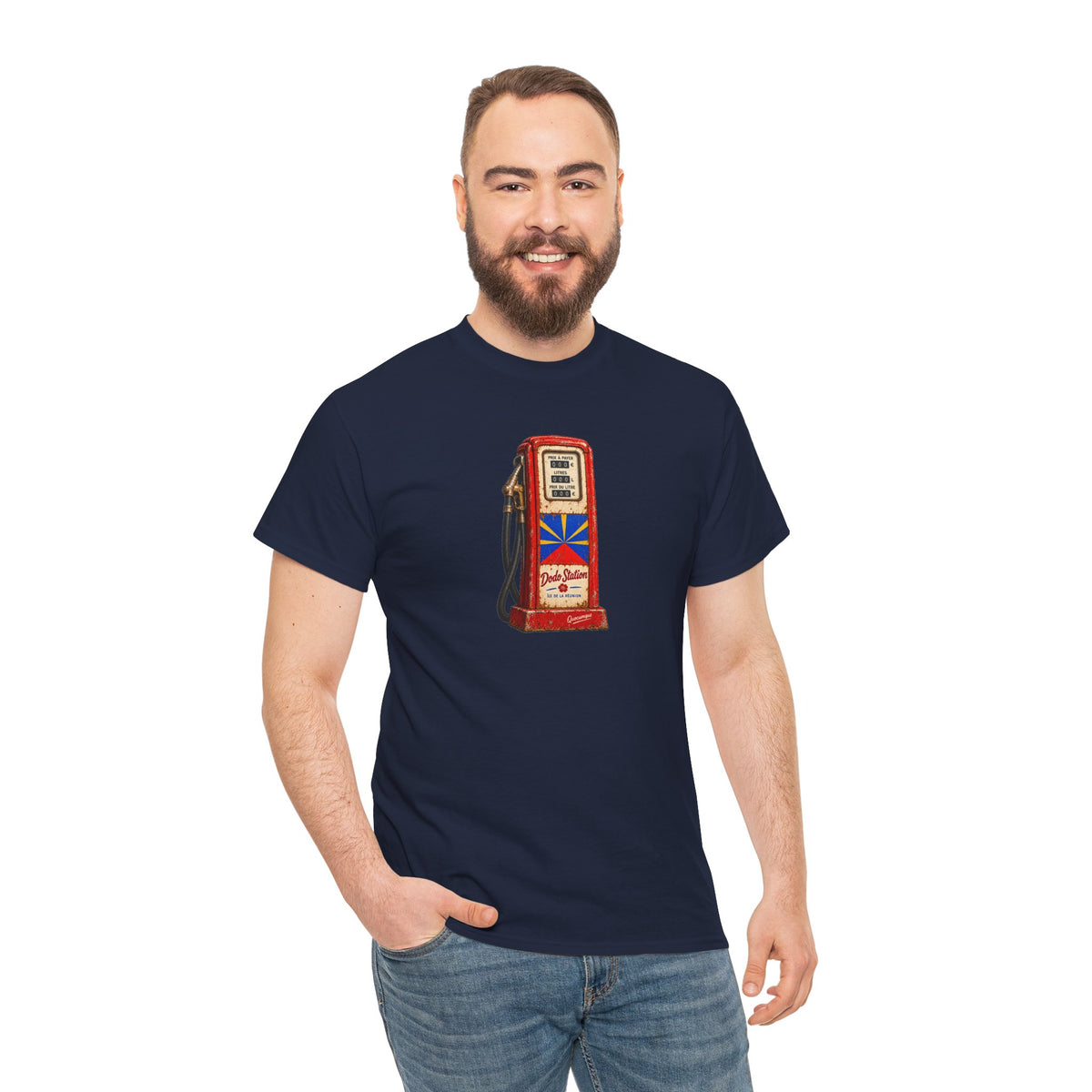 T-shirt Quocumque, "Station Essence", Île de La Réunion, Confort Coton, Elégant, Souvenir Unique, Cadeau, Unisexe, Esprit Voyageur, Créole, Bourbon