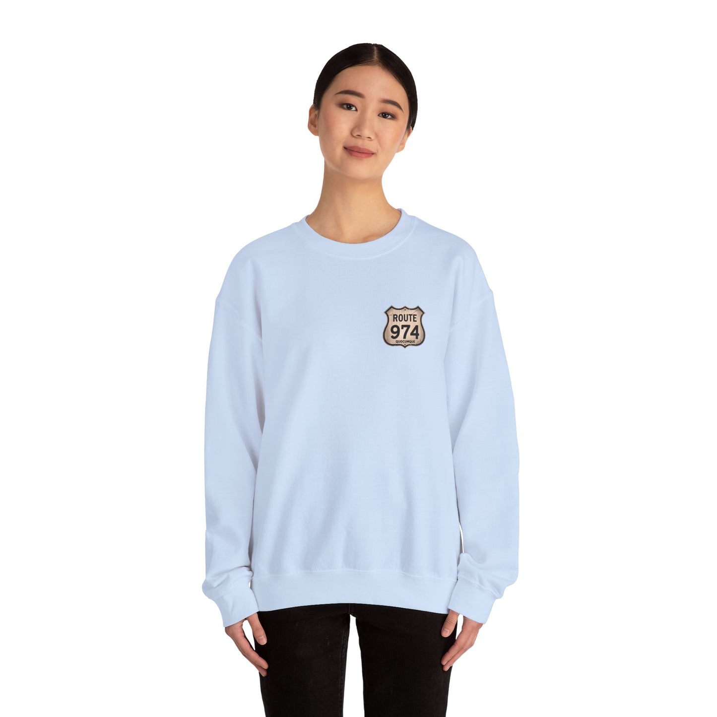 Sweat-Shirt Quocumque "Route 974", Destination l'Île De La Réunion, Adulte, Homme, Femme, Sportive, Sportif, Décontracté, Élégant, Classique,