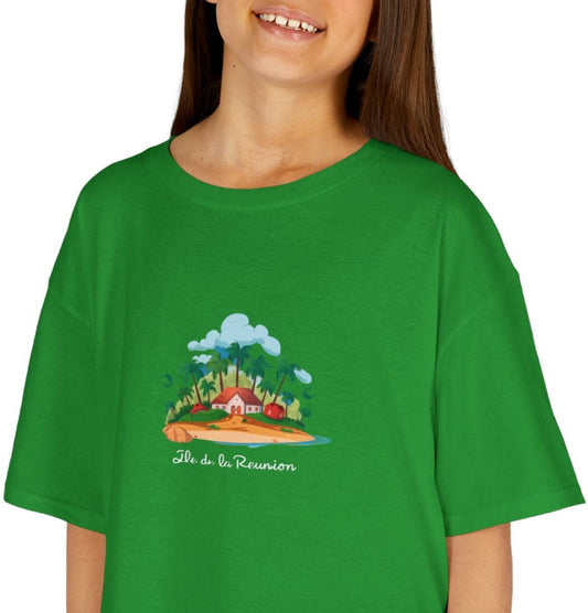 T-shirt "Île de La Réunion" Pour Marmailles, Douceur Coton, Pour les enfants de 5-6 ans( Taille XS), Pour les 7-8 ans( taille S), Pour les 9-10 ans( taille M), Pour les 11-12 ans( taille L), Pour les 13-14 ans( taille XLS)