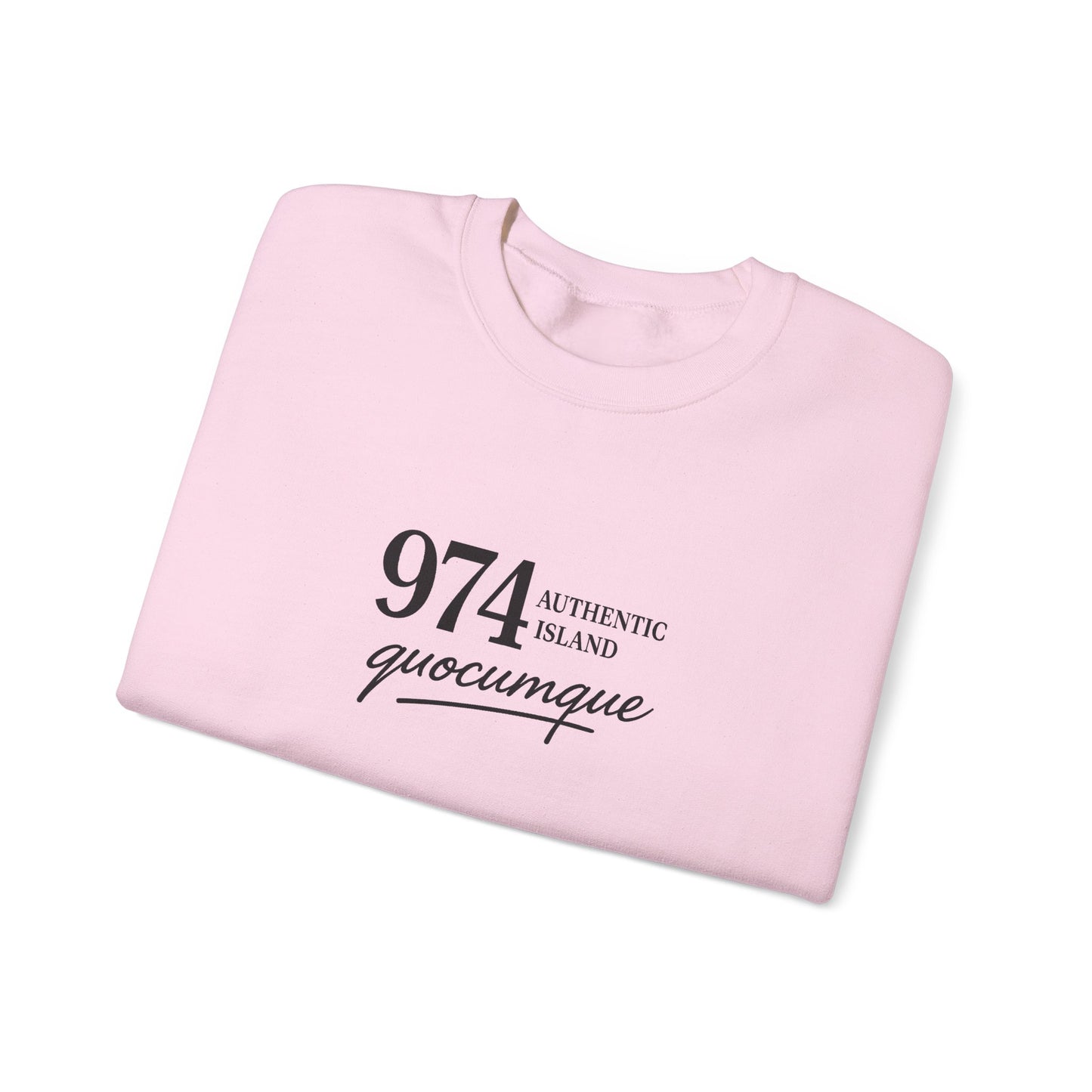Sweat-Shirt Quocumque "974 Authentic Island", Exotique, Destination l'Île De La Réunion, Adulte, Homme, Femme, Sportive, Sportif, Décontracté, Élégant, Classique,