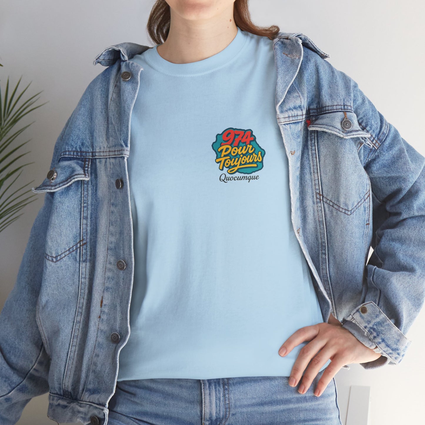 T-shirt Quocumque "974 Pour Toujours", Île de La Réunion, Confort Coton, Elégant, Souvenir Unique, Cadeau, Unisexe, Esprit Voyageur, Créole, Bourbon