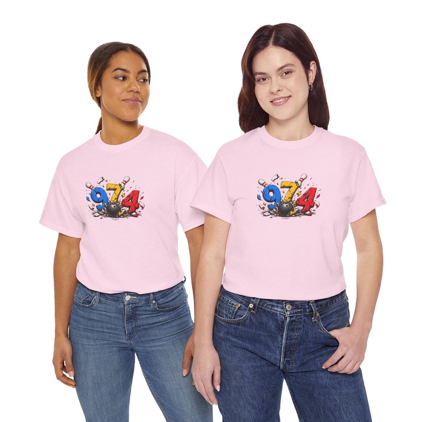 T-shirt " 974 Bowling ", Destination Île de La Réunion, Confort Coton, Sobre, Elégant, Souvenir Unique, Vêtement Adulte, Unisexe, Esprit Voyageur