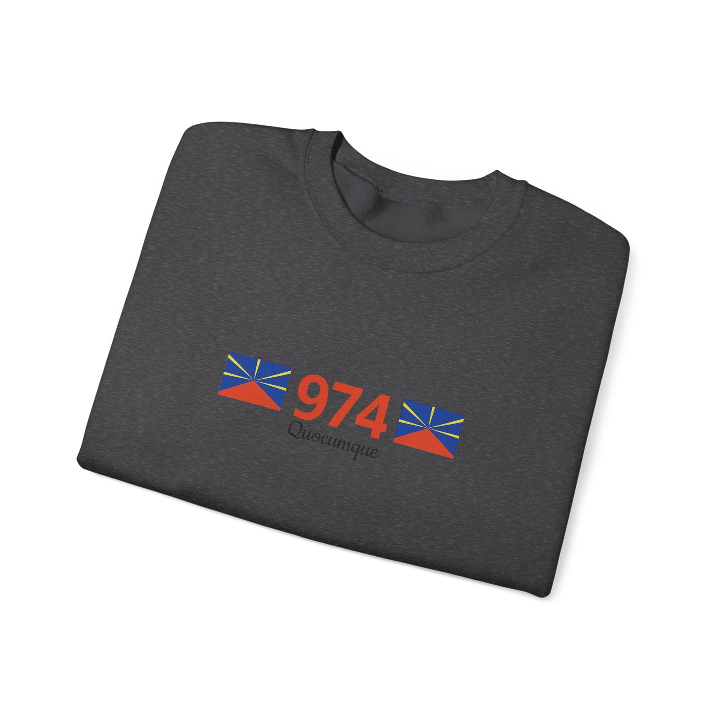 Sweat Quocumque "974", Exotique, Destination Île De La Réunion, Adulte, Homme, Femme, Sportive, Sportif, Décontracté, Drapeau Régional