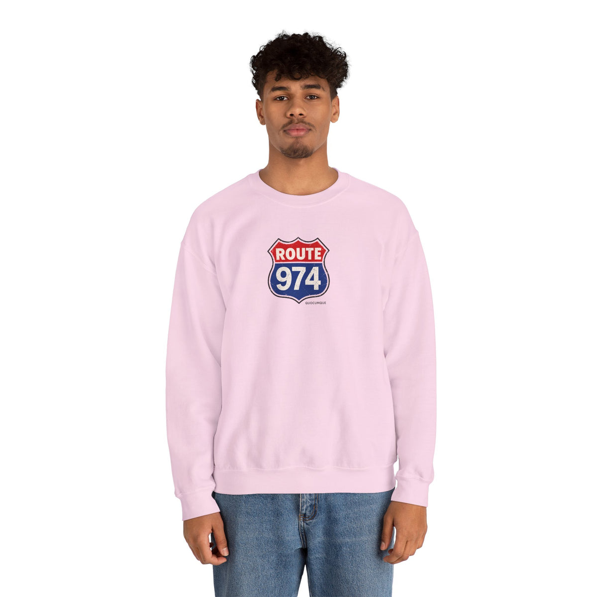 Sweat Quocumque "Route 974", Exotique, Destination Île De La Réunion, Adulte, Homme, Femme, Sportive, Sportif, Décontracté, Drapeau Régional