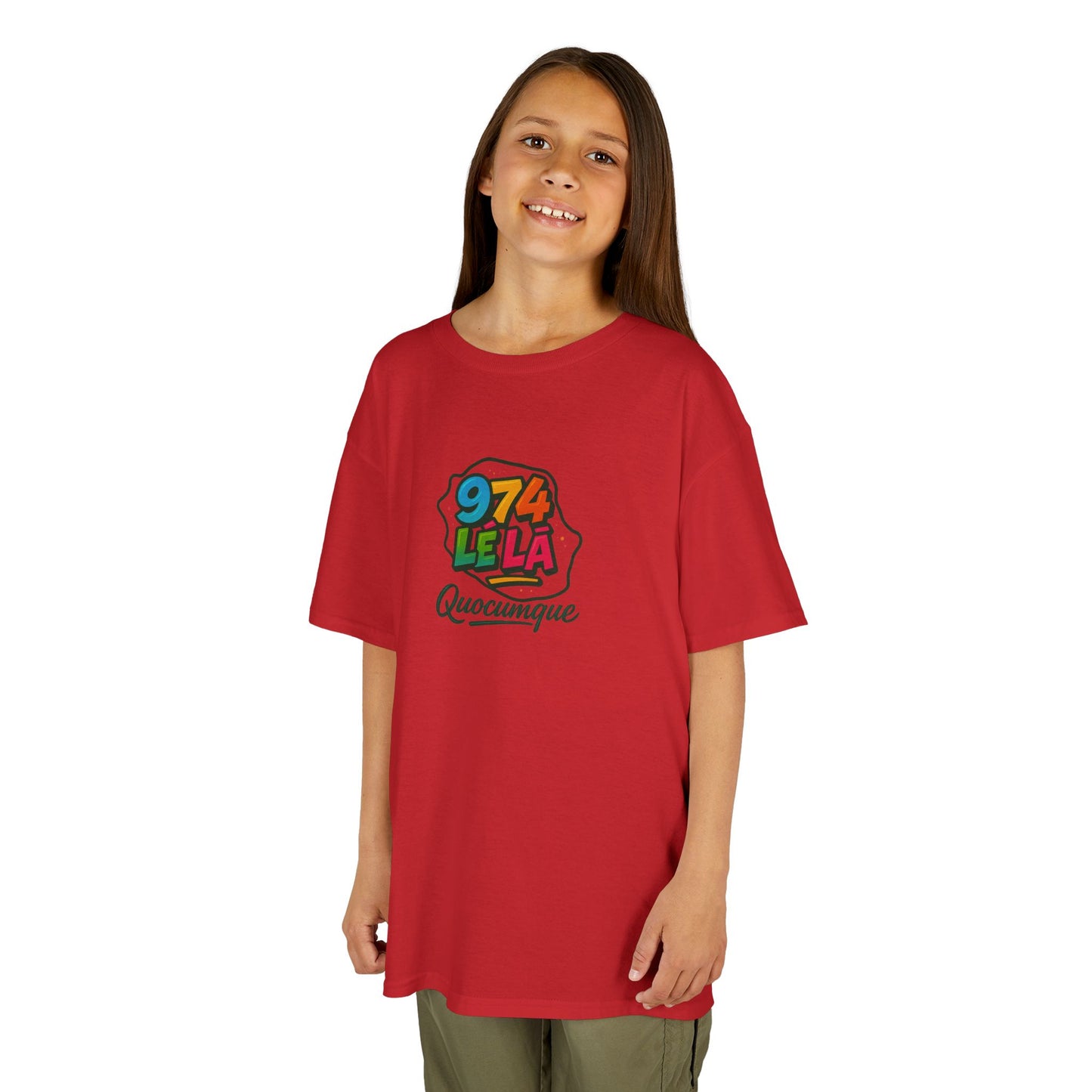 T-shirt "974 Lé Là", Île de La Réunion, Douceur Coton, Pour les enfants de 5-6 ans( Taille XS), Pour les 7-8 ans( taille S), Pour les 9-10 ans( taille M), Pour les 11-12 ans( taille L), Pour les 13-14 ans( taille XLS)