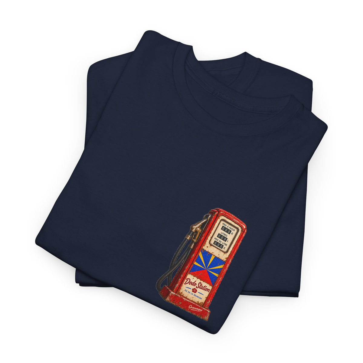 T-shirt Quocumque, "Station Essence", Discret, Île de La Réunion, Confort Coton, Elégant, Souvenir Unique, Cadeau, Unisexe, Esprit Voyageur, Créole, Bourbon