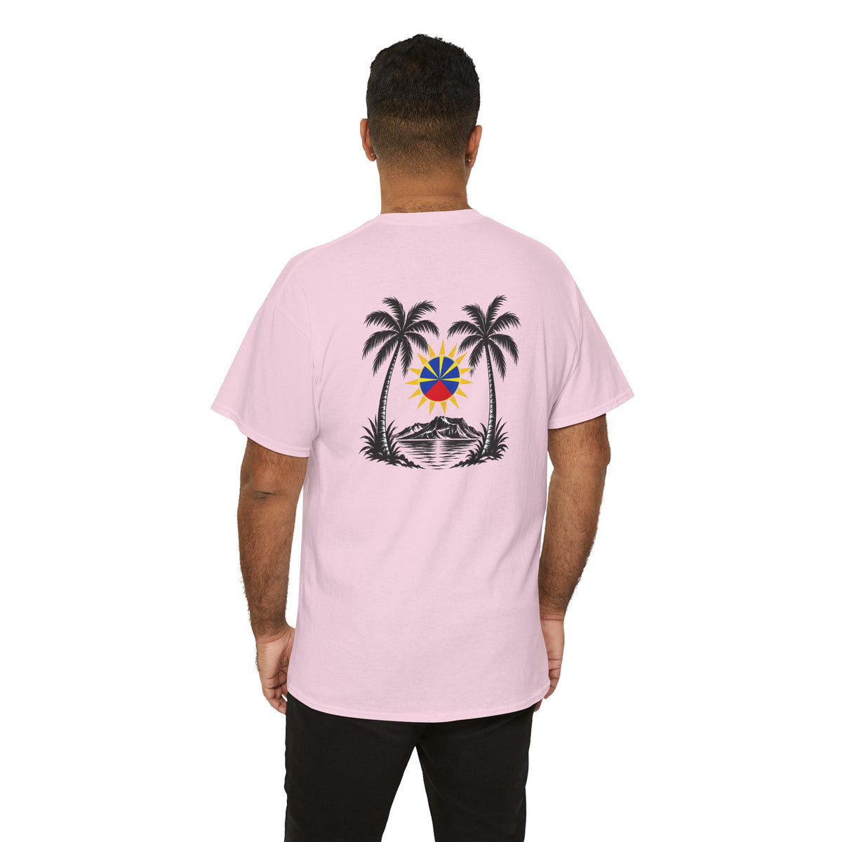 T-shirt " Palmiers", Destination Île de La Réunion, Confort Coton, Sobre, Elégant, Souvenir Unique, Vêtement Adulte, Unisexe, Esprit Voyageur