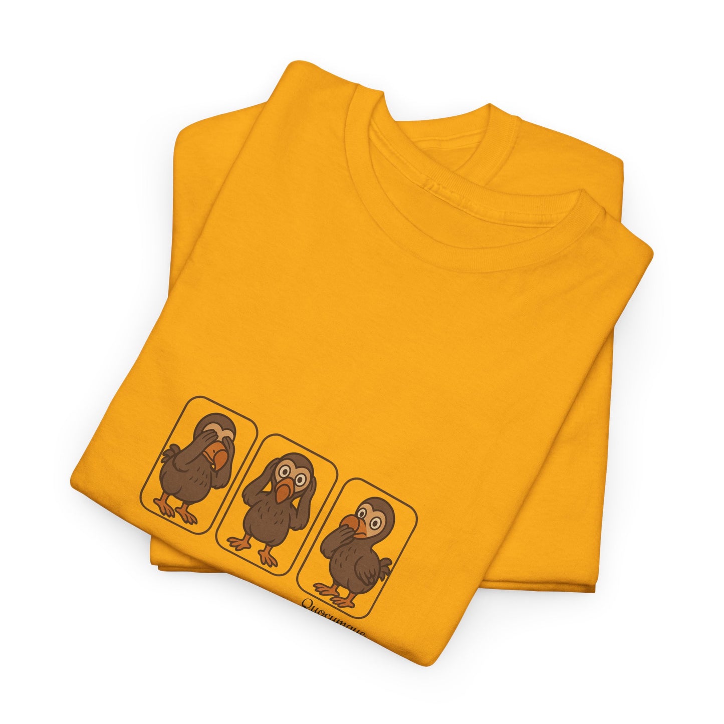 T-shirt Quocumque, "3 Dodos de la Sagesse", Confort, Souvenir Unique, Cadeau, Unisexe, Délicatesse, Homme, Femme, Adulte, Sportif, Liberté, Détente