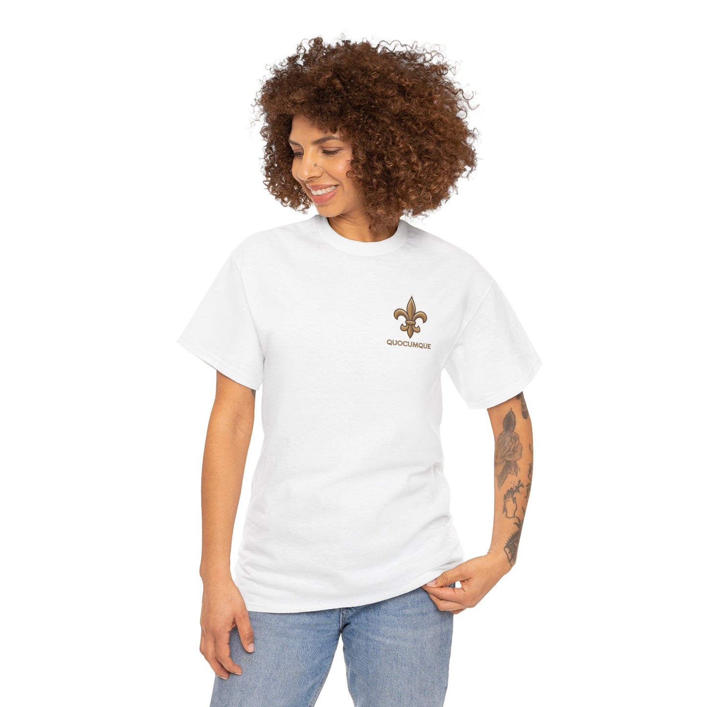 T-Shirt Quocumque, "Fleur de Lys" , Elégant, Homme, Femme, Adulte, Sobre, Confort Coton, Usage Quotidien, Unisexe, Vêtement Royal, Toute Saison, Plage, Ville