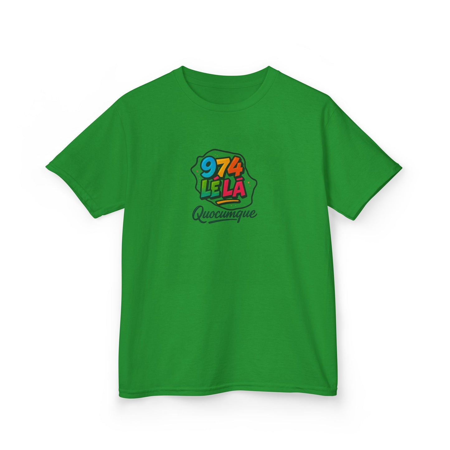 T-shirt "974 Lé Là", Île de La Réunion, Douceur Coton, Pour les enfants de 5-6 ans( Taille XS), Pour les 7-8 ans( taille S), Pour les 9-10 ans( taille M), Pour les 11-12 ans( taille L), Pour les 13-14 ans( taille XLS)