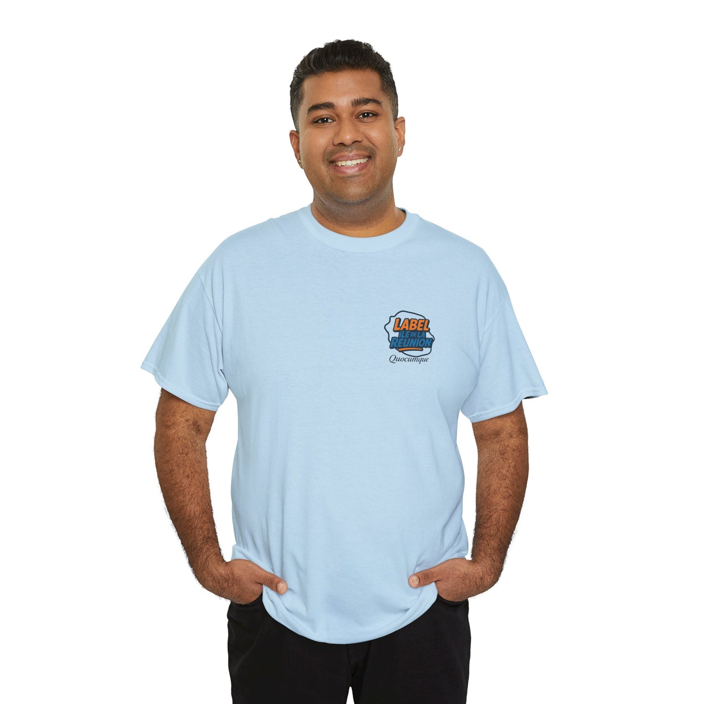 T-shirt "Label Île de La Réunion", Exotisme, Destination Île de La Réunion, Confort Coton, Sobre, Elégant, Souvenir Unique, Cadeau, Unisexe, Esprit Voyageur