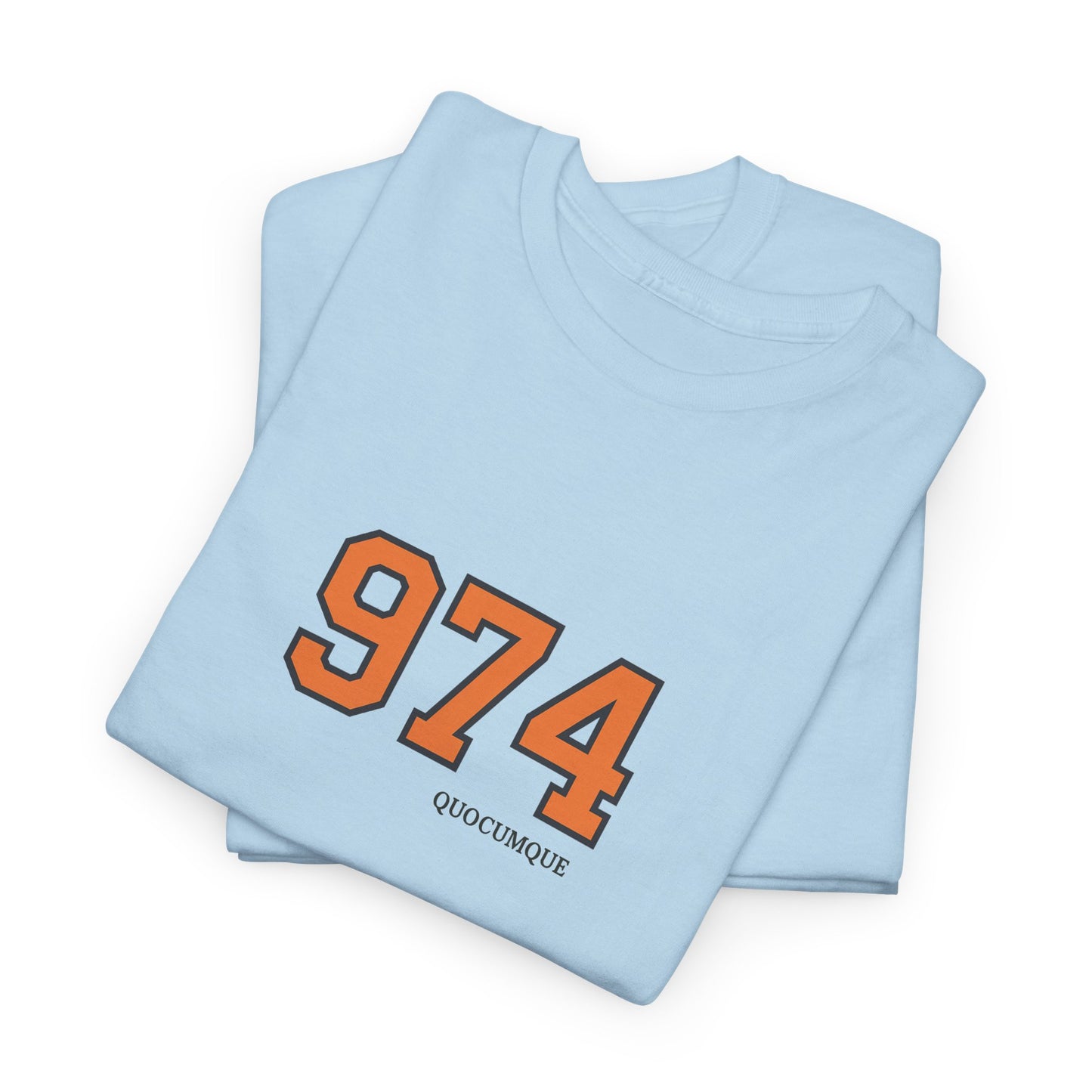 T-shirt " 974 ", Destination Île de La Réunion, Confort Coton, Sobre, Elégant, Souvenir Unique, Vêtement Adulte, Unisexe, Esprit Voyageur