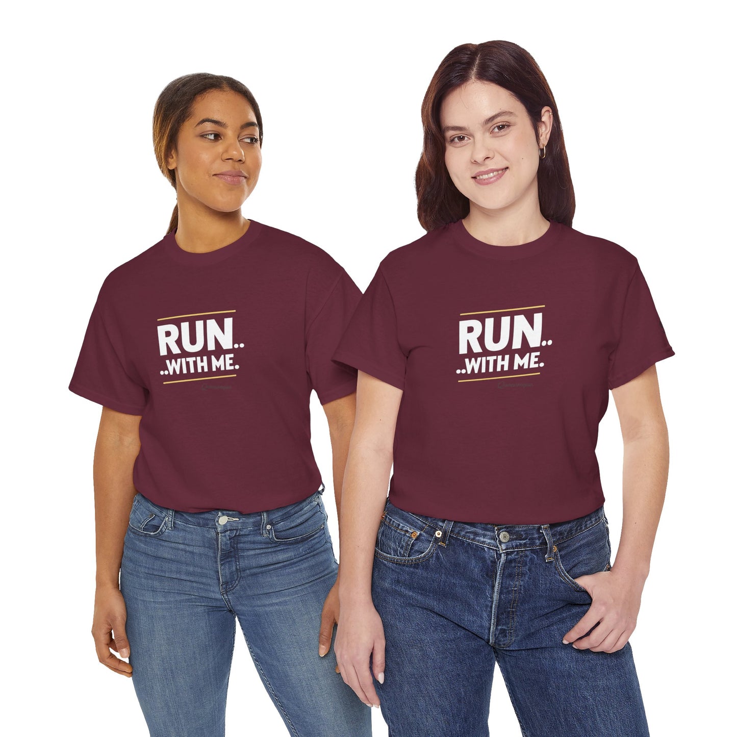 T-shirt Quocumque "RUN With me ", Île de La Réunion", Confort Coton, Sobre, Elégant, Souvenir Unique, Cadeau, Unisexe, Esprit Voyageur