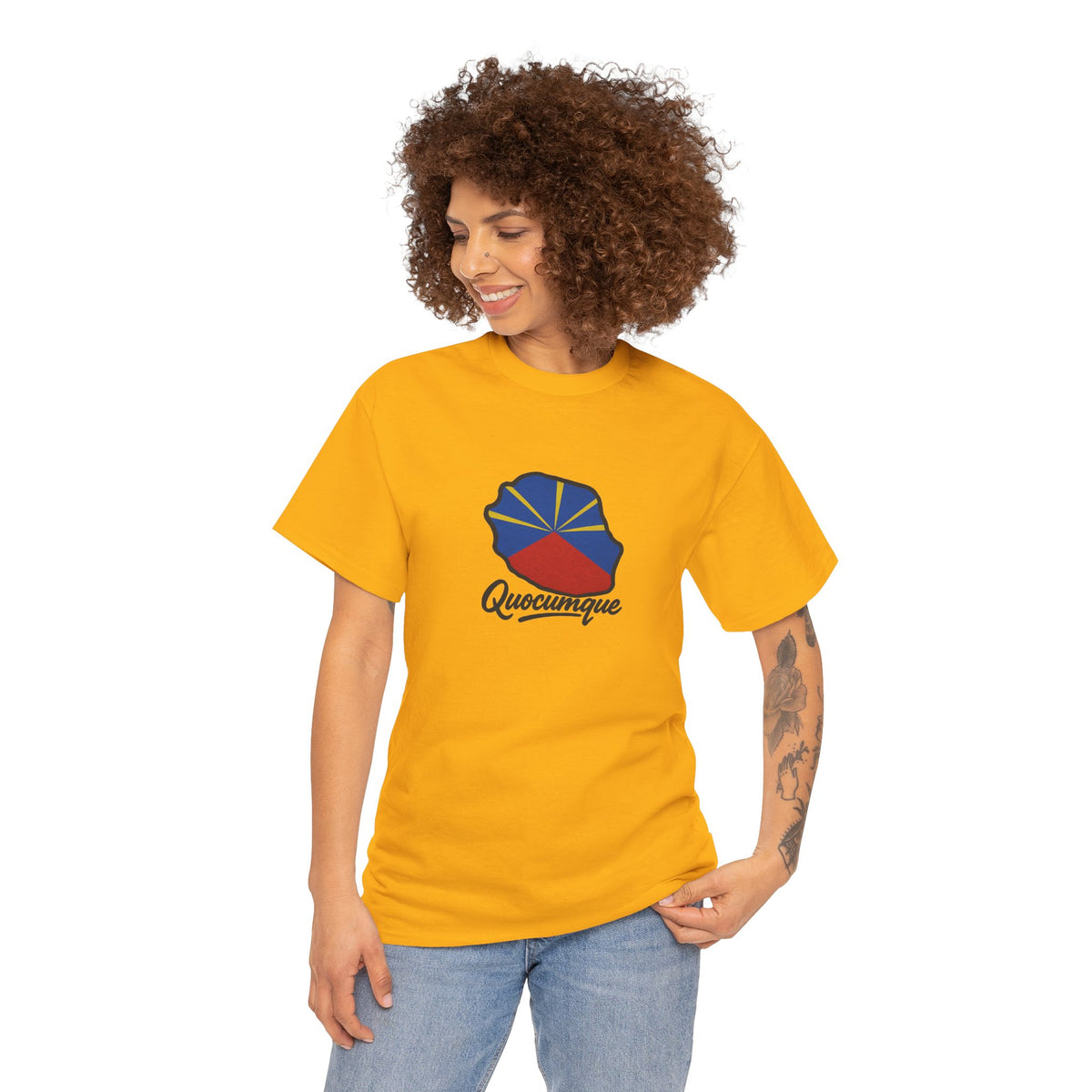 T-shirt "Drapeau Pays", Exotisme, Destination Île de La Réunion, Confort Coton, Sobre, Elégant, Souvenir Unique, Cadeau, Unisexe, Esprit Voyageur