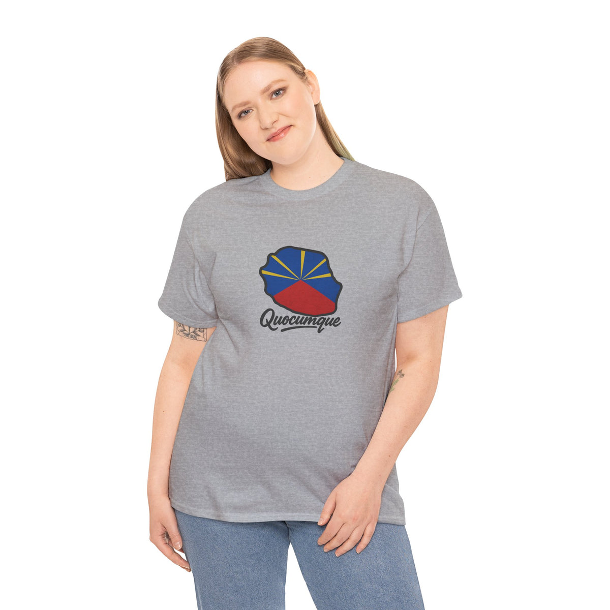 T-shirt "Drapeau Pays", Exotisme, Destination Île de La Réunion, Confort Coton, Sobre, Elégant, Souvenir Unique, Cadeau, Unisexe, Esprit Voyageur