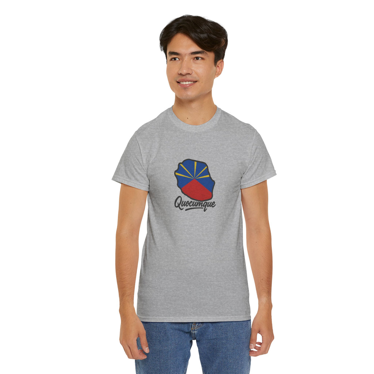 T-shirt "Drapeau Pays", Exotisme, Destination Île de La Réunion, Confort Coton, Sobre, Elégant, Souvenir Unique, Cadeau, Unisexe, Esprit Voyageur