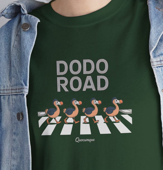 T-shirt Quocumque, " Dodo Road ", Île de La Réunion, Confort Coton, Elégant, Souvenir Unique, Cadeau, Unisexe, Esprit Voyageur, Créole, Bourbon