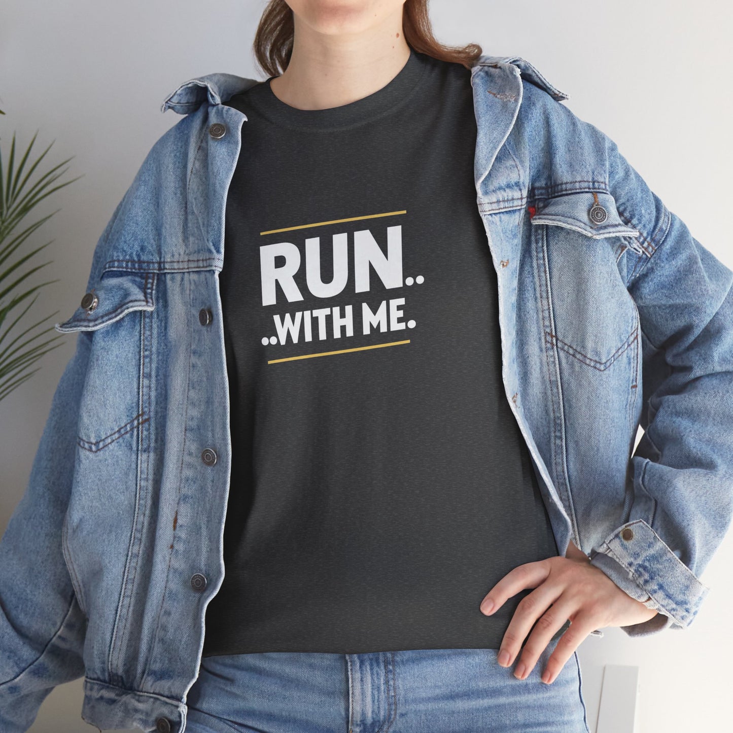 T-shirt Quocumque "RUN With me ", Île de La Réunion", Confort Coton, Sobre, Elégant, Souvenir Unique, Cadeau, Unisexe, Esprit Voyageur
