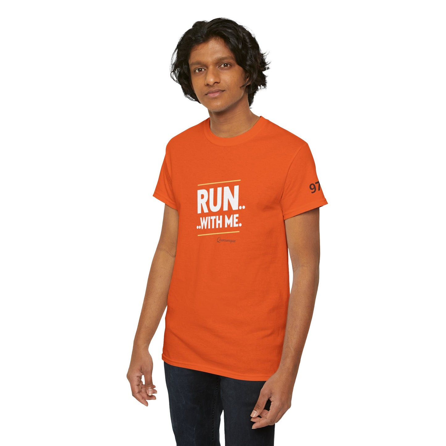 T-shirt Quocumque "RUN With me ", Île de La Réunion", Confort Coton, Sobre, Elégant, Souvenir Unique, Cadeau, Unisexe, Esprit Voyageur