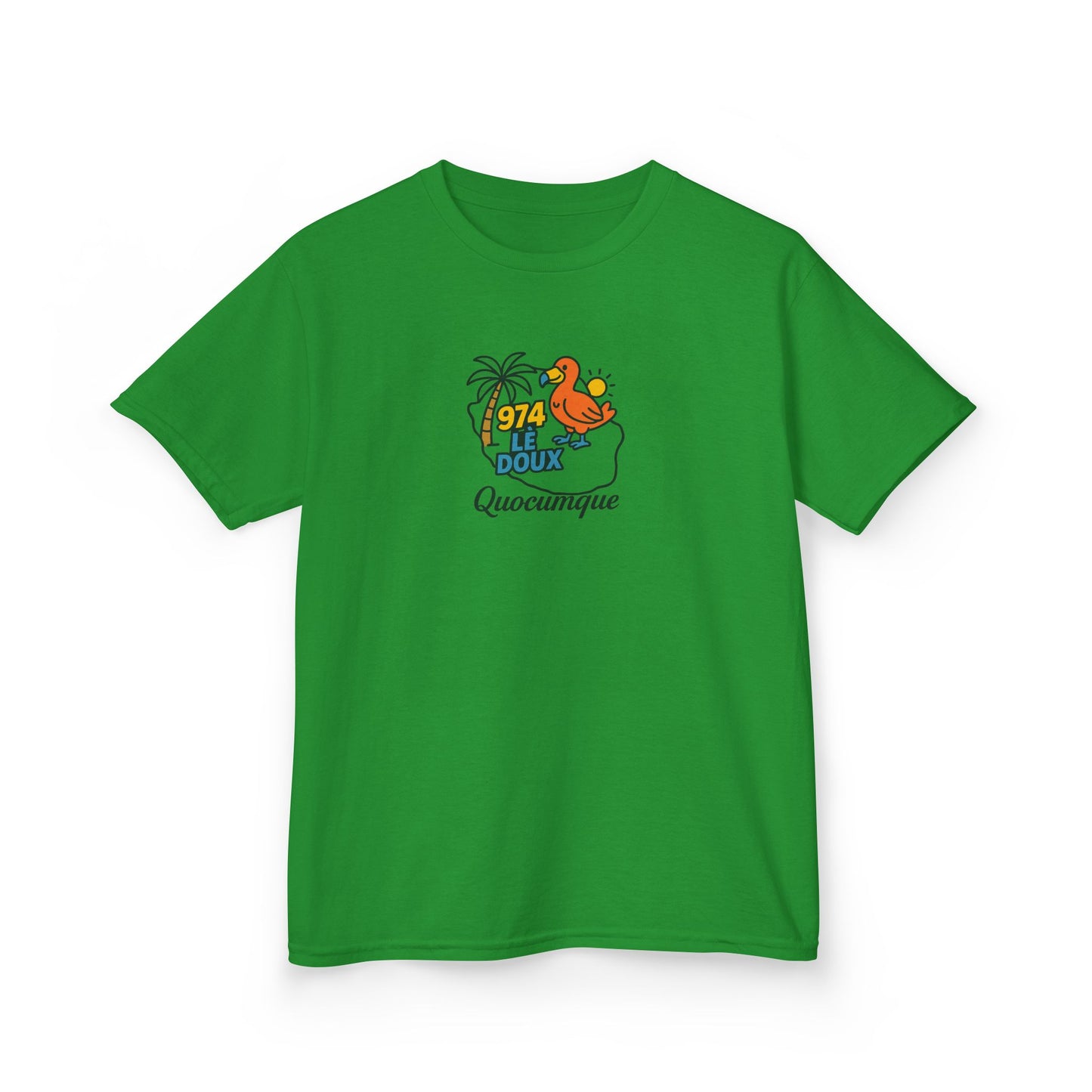T-shirt "974 Lé Doux", Île de La Réunion, Douceur Coton,  Pour les enfants de 5-6 ans( Taille XS), Pour les 7-8 ans( taille S), Pour les 9-10 ans( taille M), Pour les 11-12 ans( taille L), Pour les 13-14 ans( taille XLS)