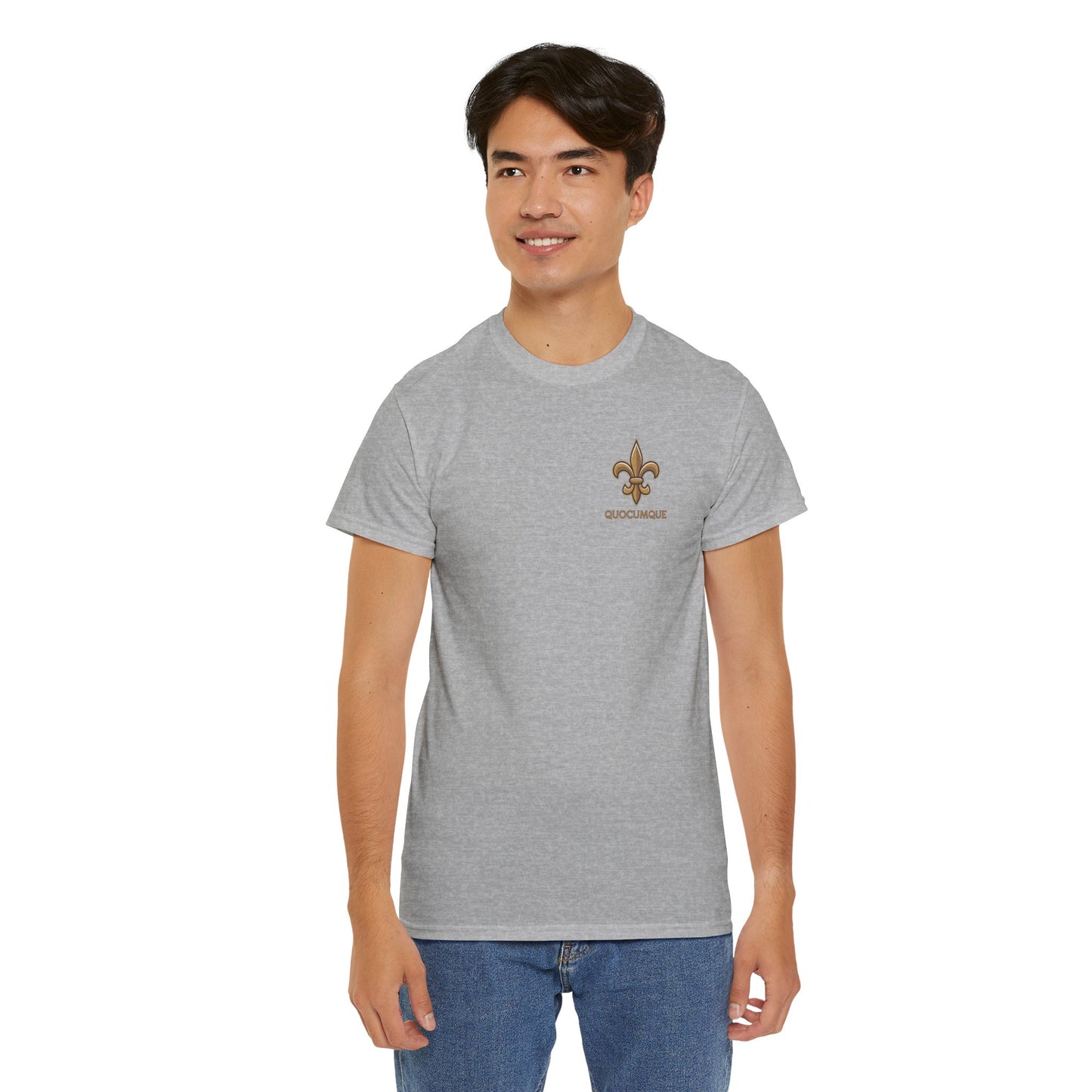 T-Shirt Quocumque, "Fleur de Lys" , Elégant, Homme, Femme, Adulte, Sobre, Confort Coton, Usage Quotidien, Unisexe, Vêtement Royal, Toute Saison, Plage, Ville