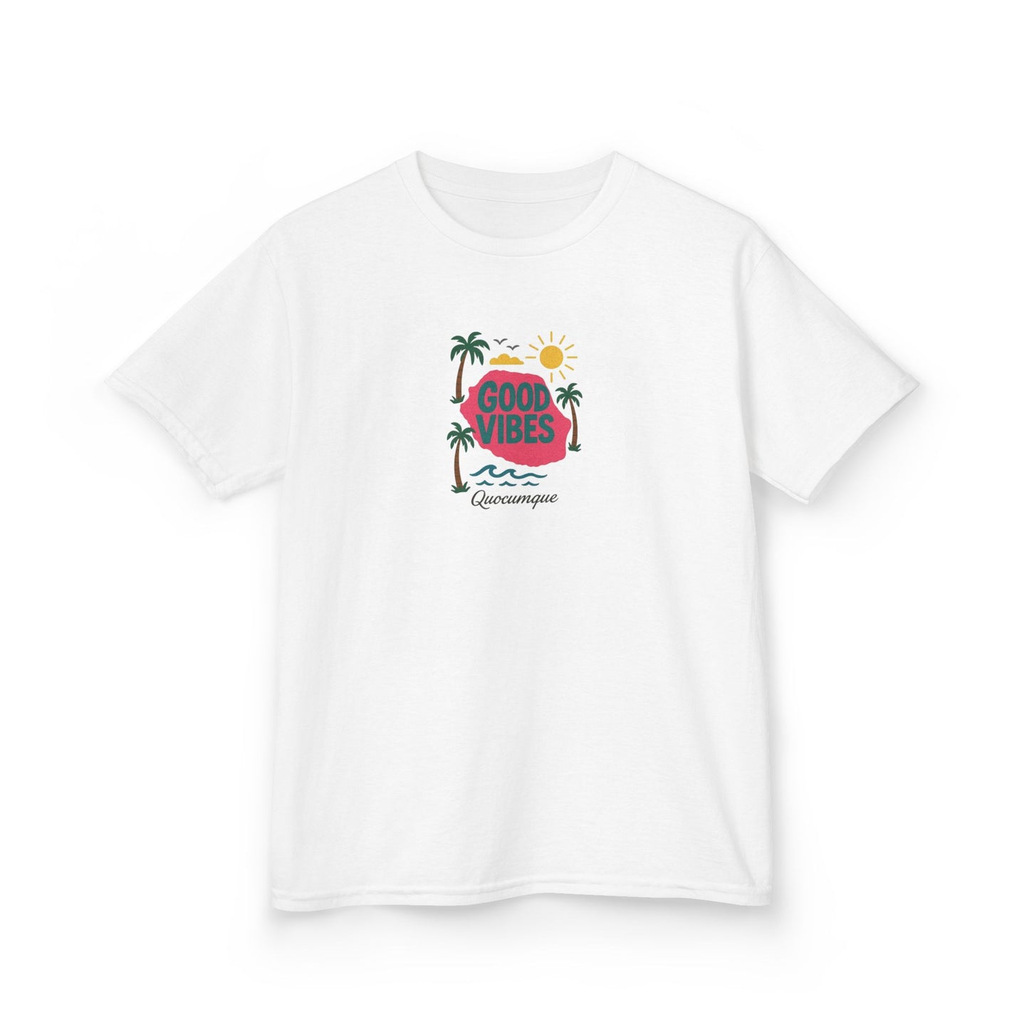 T-shirt "974 Good Vibes"", Île de La Réunion, Douceur Coton, Pour les enfants de 5-6 ans( Taille XS), Pour les 7-8 ans( taille S), Pour les 9-10 ans( taille M), Pour les 11-12 ans( taille L), Pour les 13-14 ans( taille XLS)
